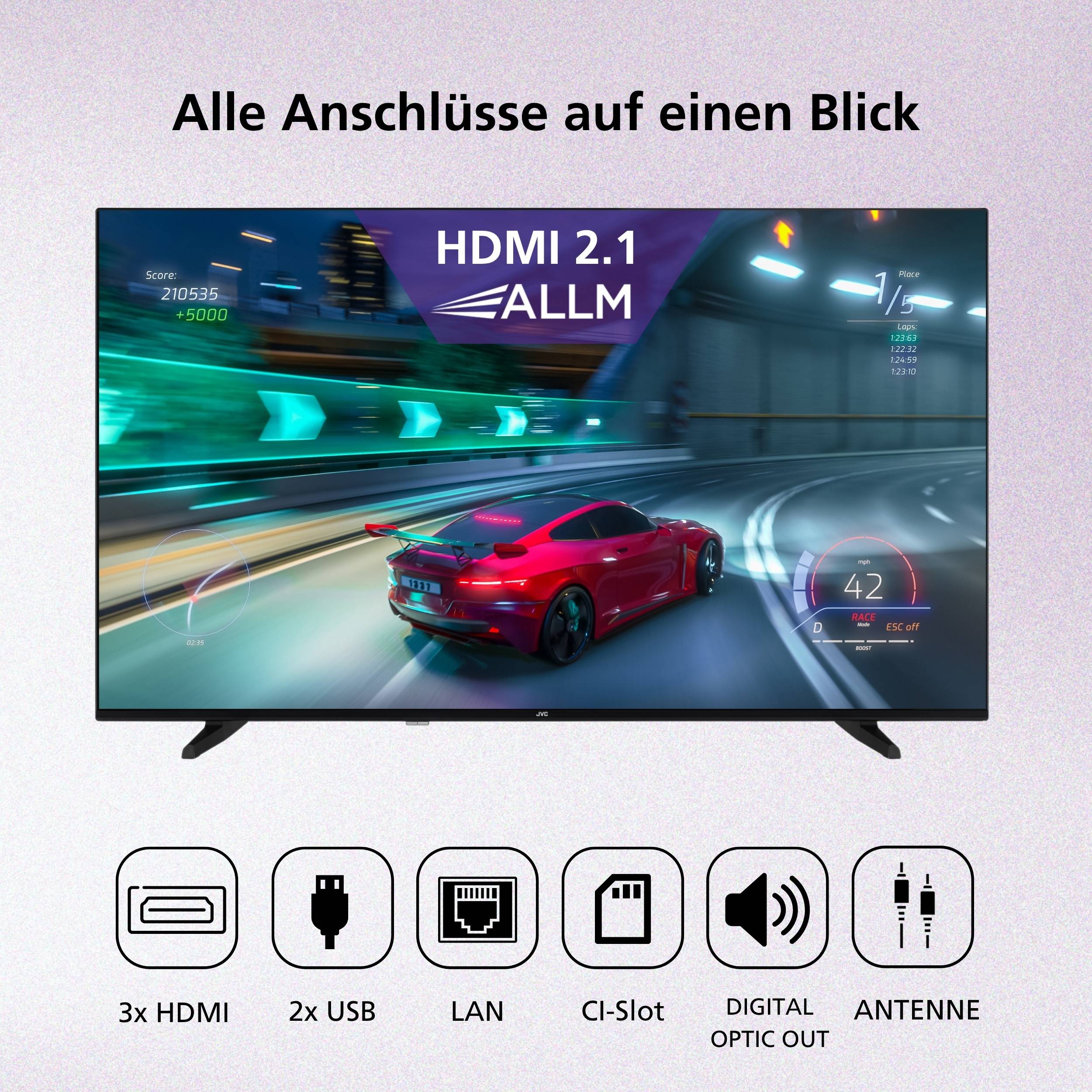 JVC Fernseher 43 Zoll Fire TV 4K QLED Smart TV mit Dolby Vision HDR, Dolby Atmos und Alexa Built-In