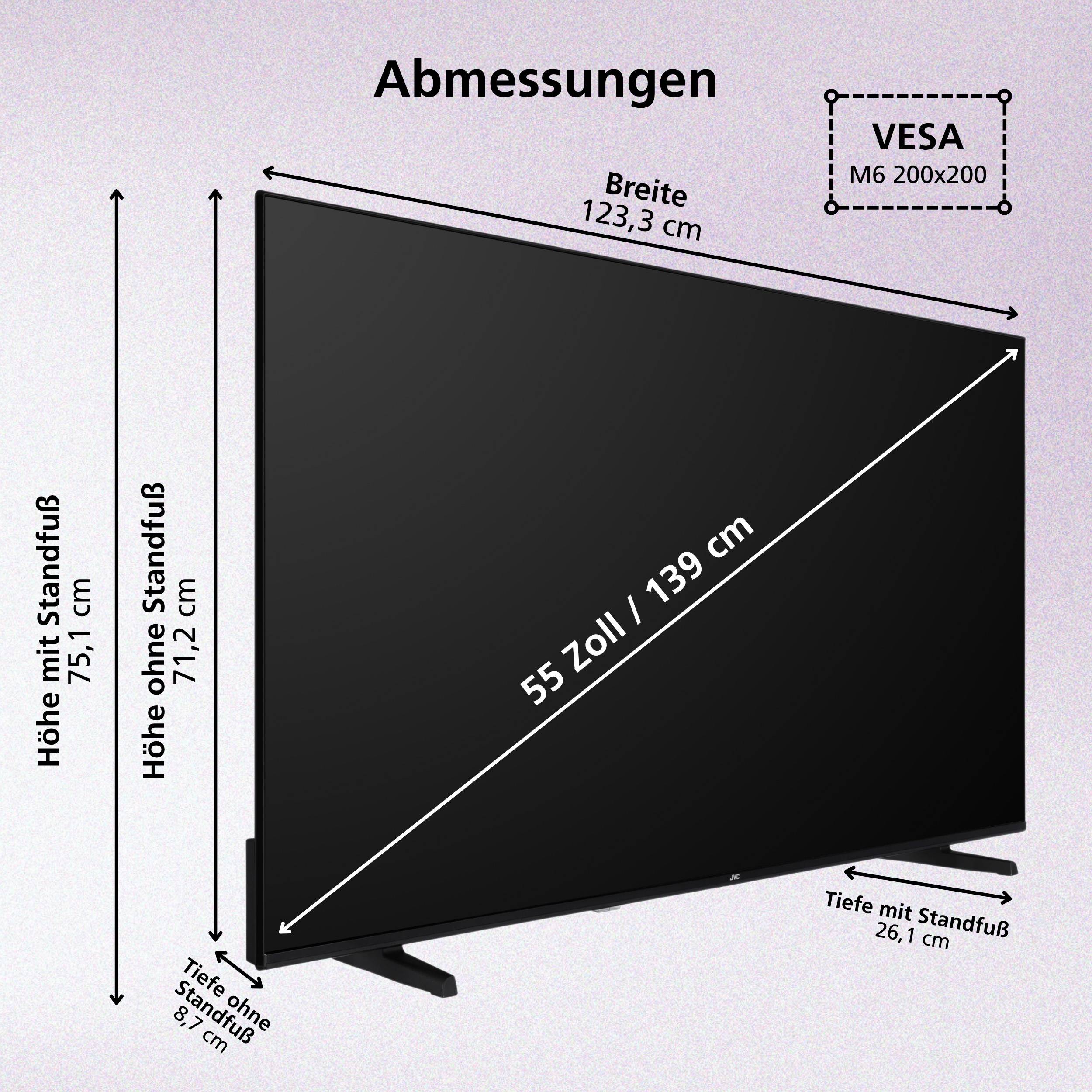 JVC Fernseher 55 Zoll Fire TV 4K QLED Smart TV mit Dolby Vision HDR, Dolby Atmos und Alexa Built-In
