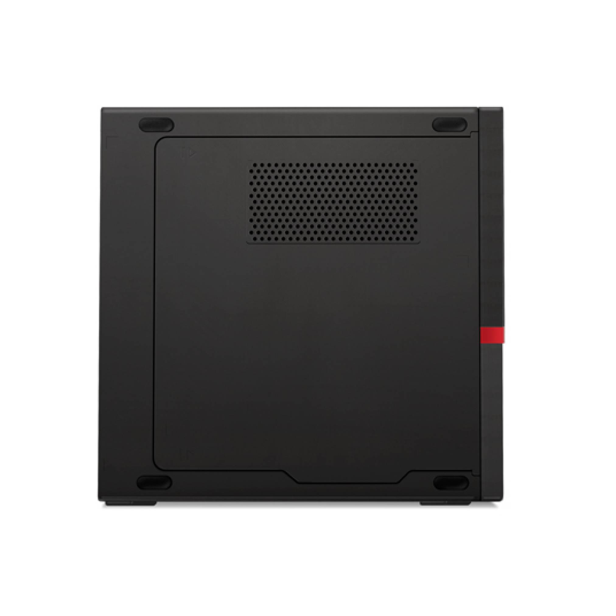 Schwarzes Computergehäuse-Seitenpanel mit perforierter Lüftungsöffnung und einem kleinen roten Akzenttab auf der rechten Kante.