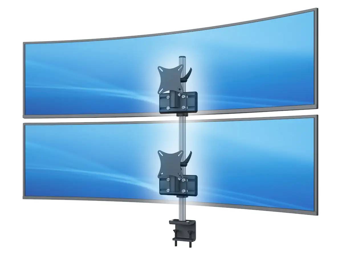 Curved Monitorhalter Flat für 2 Bildschirme bis 49" mit Tischklemme