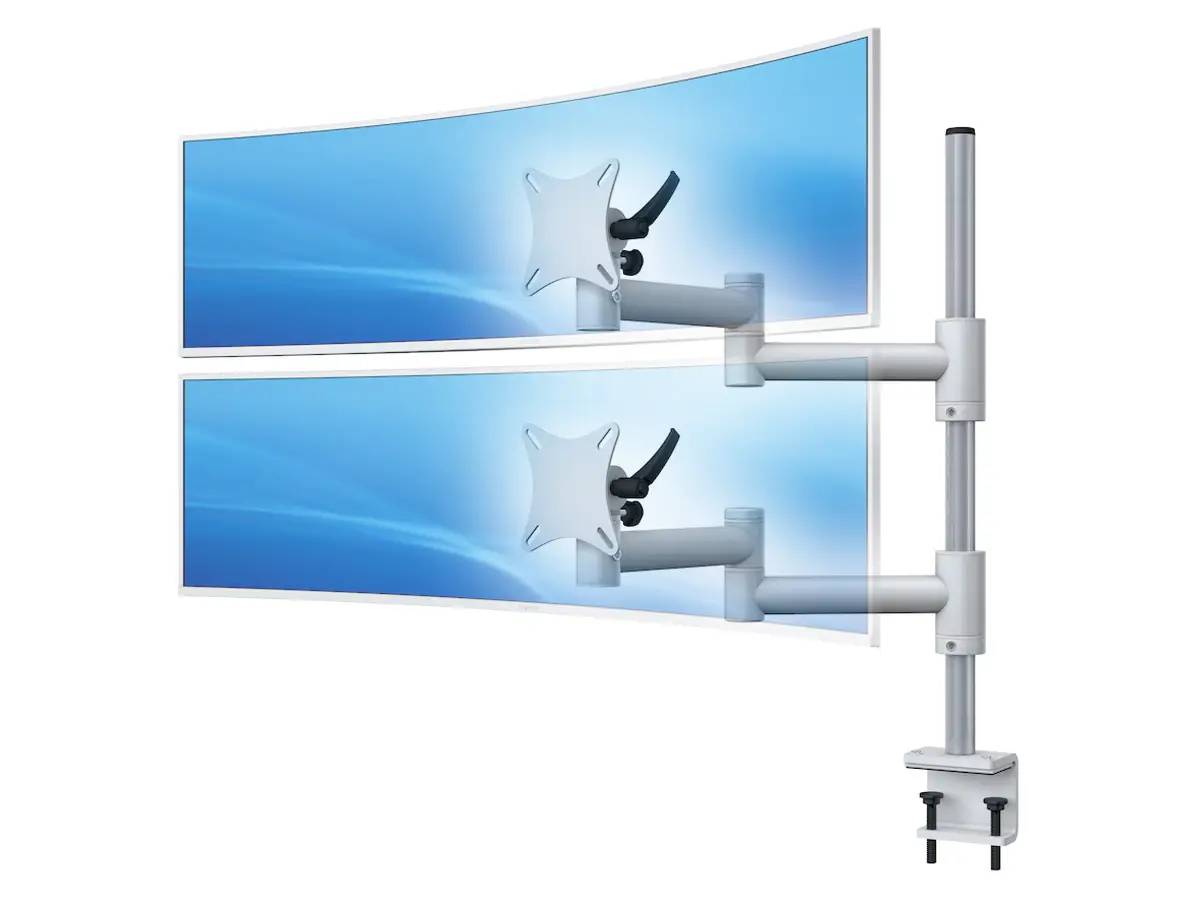Curved Monitorhalter bis 49" für 2 Bildschirme mit Tischklemme