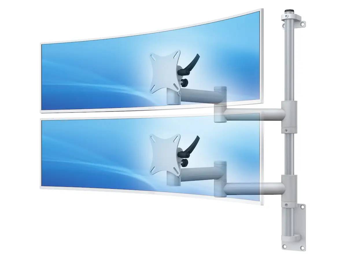 Curved Monitorhalter bis 49" für 2 Bildschirme mit Wandhalterung