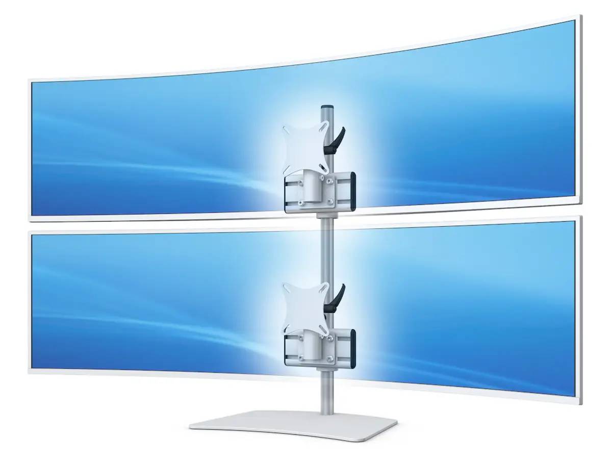 Curved Monitorhalter Flat bis 49" für 2 Bildschirme mit Tischstand