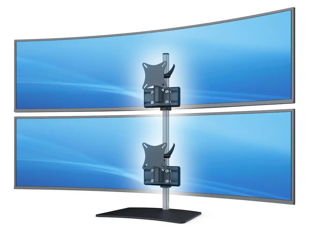Curved Monitorhalter Flat bis 49" für 2 Bildschirme mit Tischstand