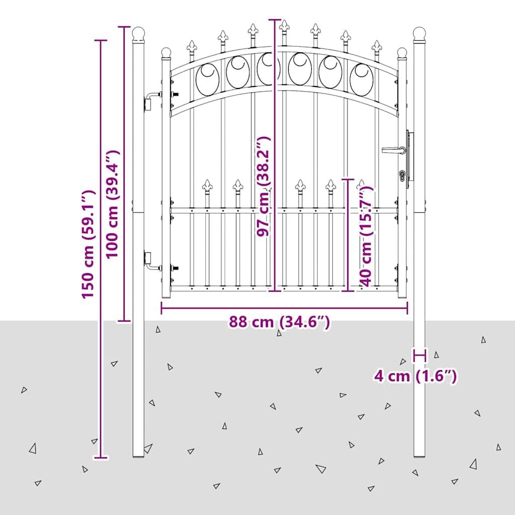 vidaXL Zauntor mit Spitzen Emmen Grau 100 x 100 cm