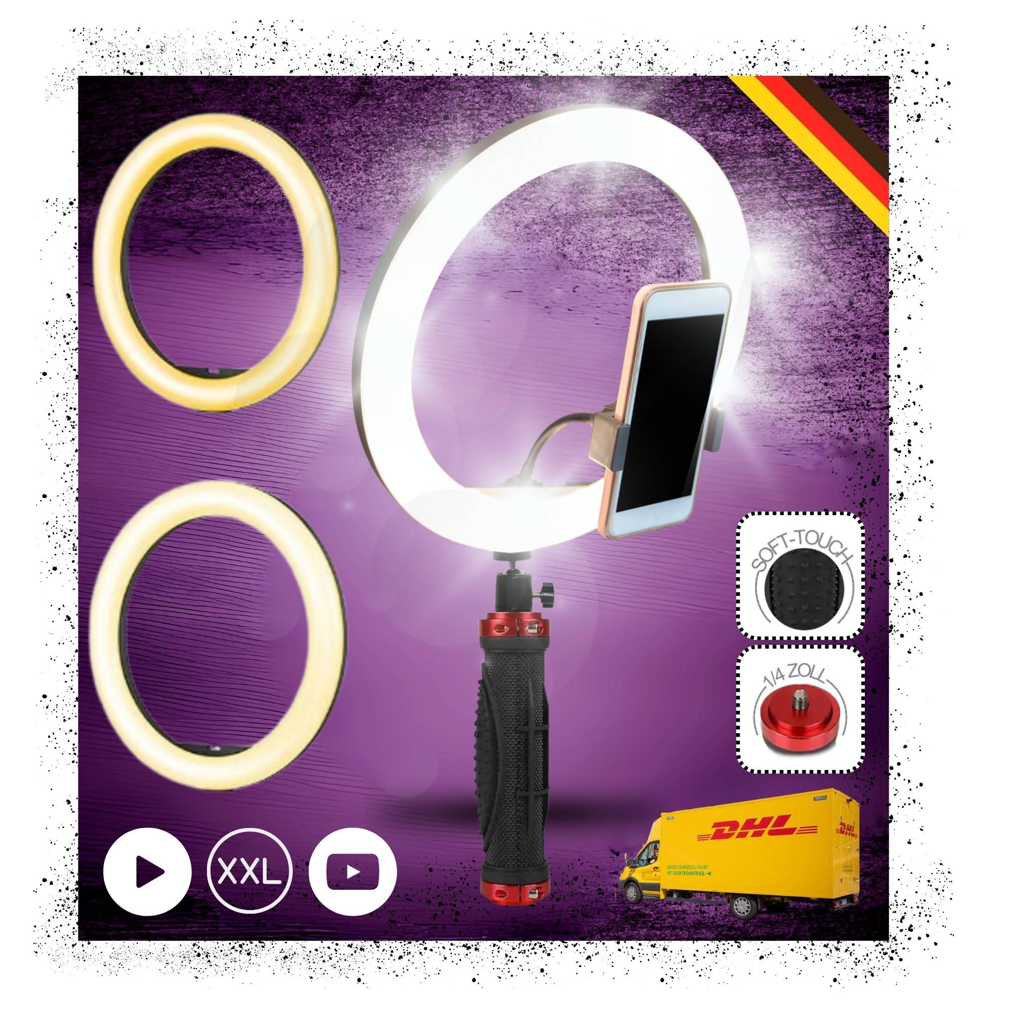 Handgriff + Ringlicht Lampe für Smartphone iPhone Halterung Ständer flexibel Kamerastativ für TikTok YouTube Live-Streaming Selfiestick Selfies Sta