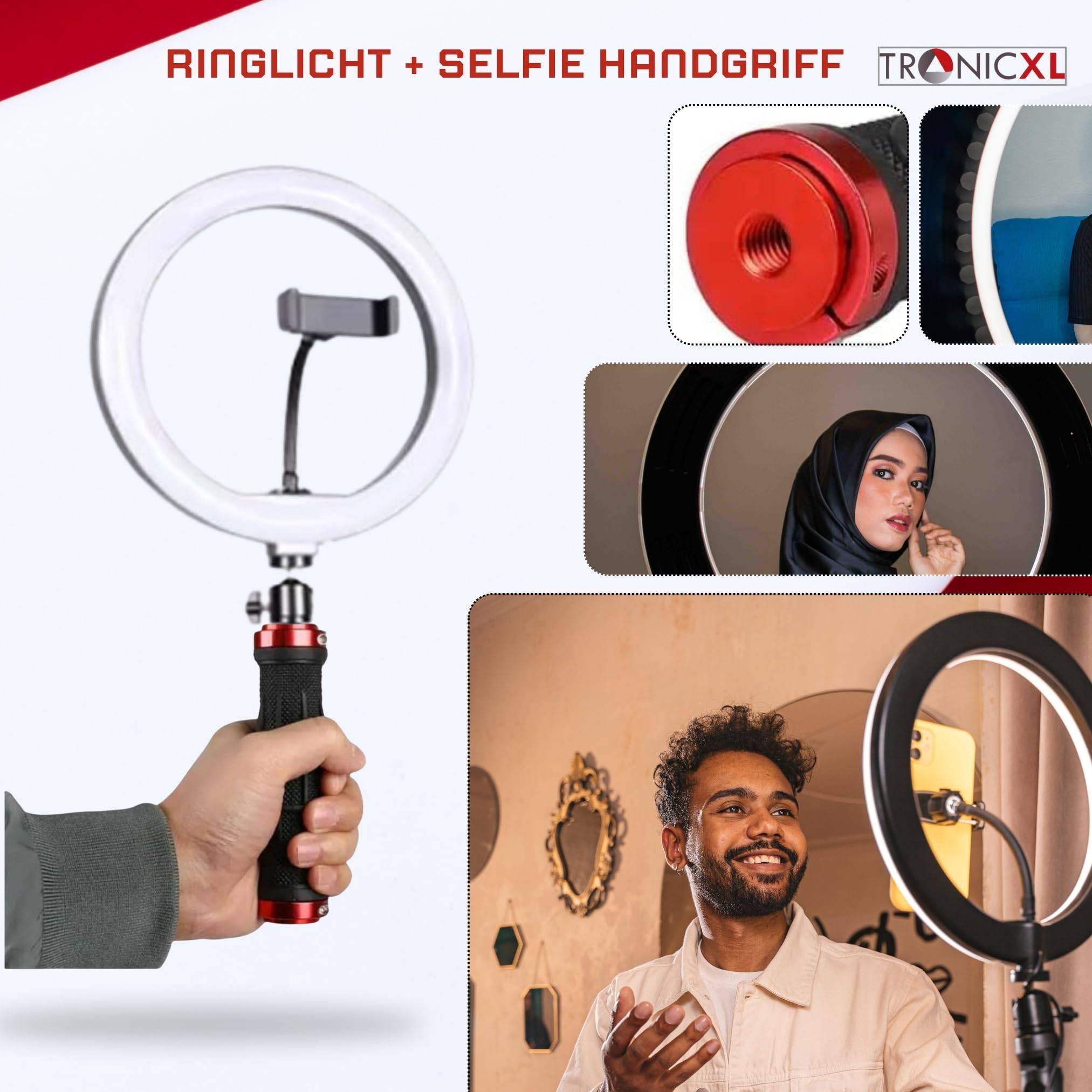 Handgriff + Ringlicht Lampe für Smartphone iPhone Halterung Ständer flexibel Kamerastativ für TikTok YouTube Live-Streaming Selfiestick Selfies Sta
