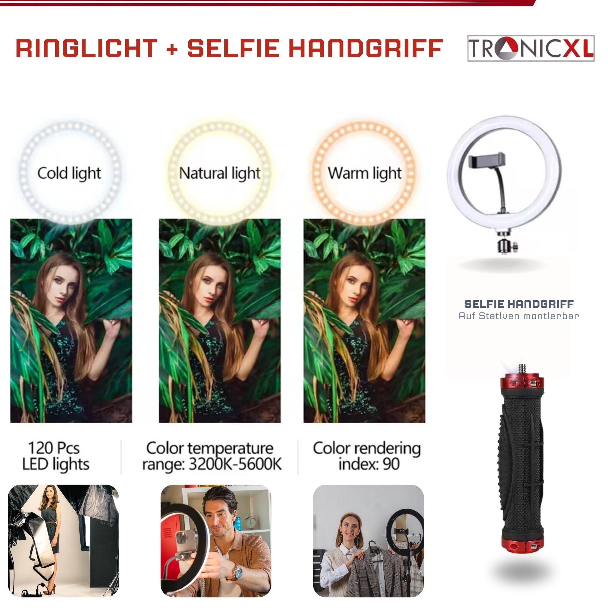 Handgriff + Ringlicht Lampe für Smartphone iPhone Halterung Ständer flexibel Kamerastativ für TikTok YouTube Live-Streaming Selfiestick Selfies Sta