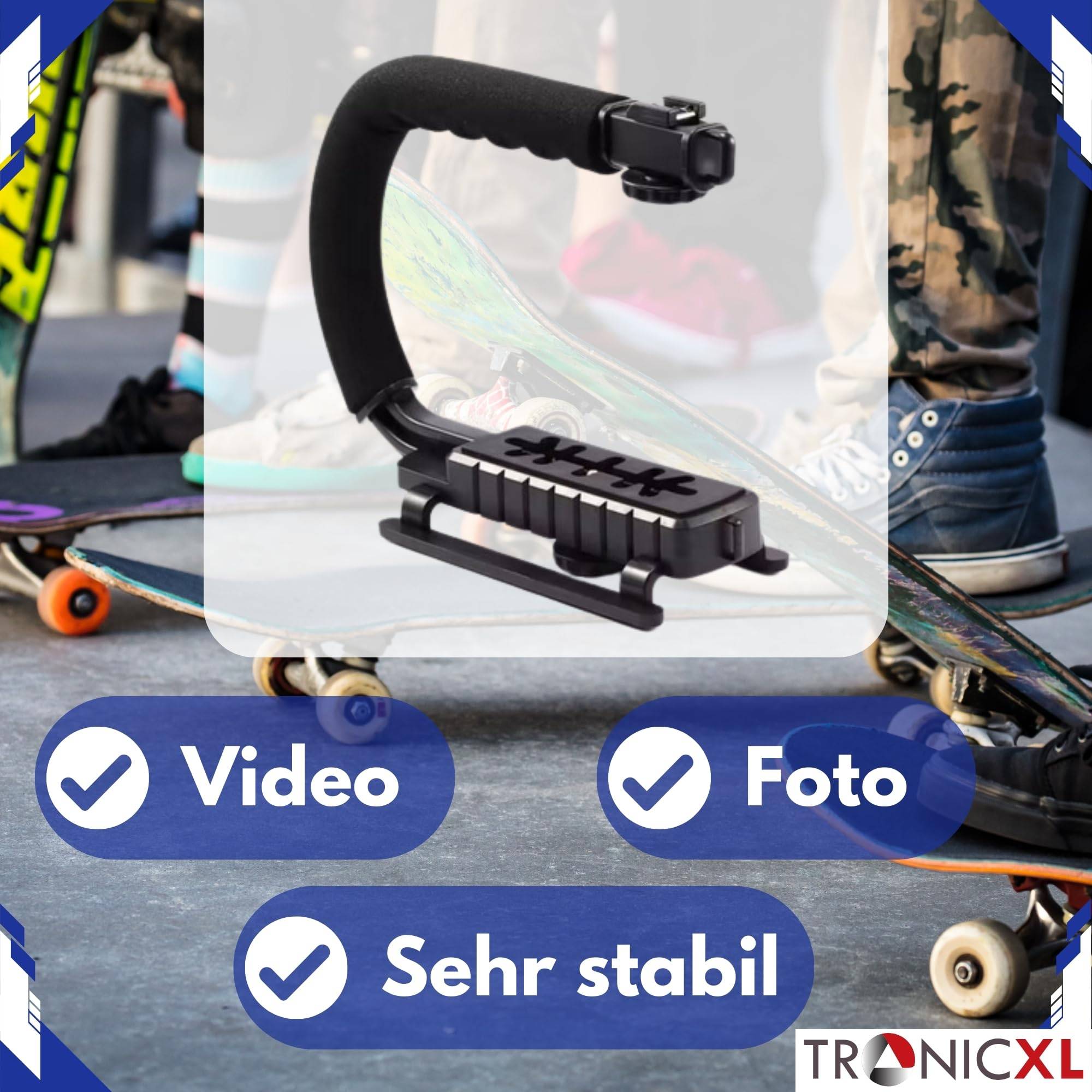 Smartphone Video Rig Stabilizer Action Griff Handy Foto Handgriff Stabilisator mit Cold Shoe für Kaltschuh
