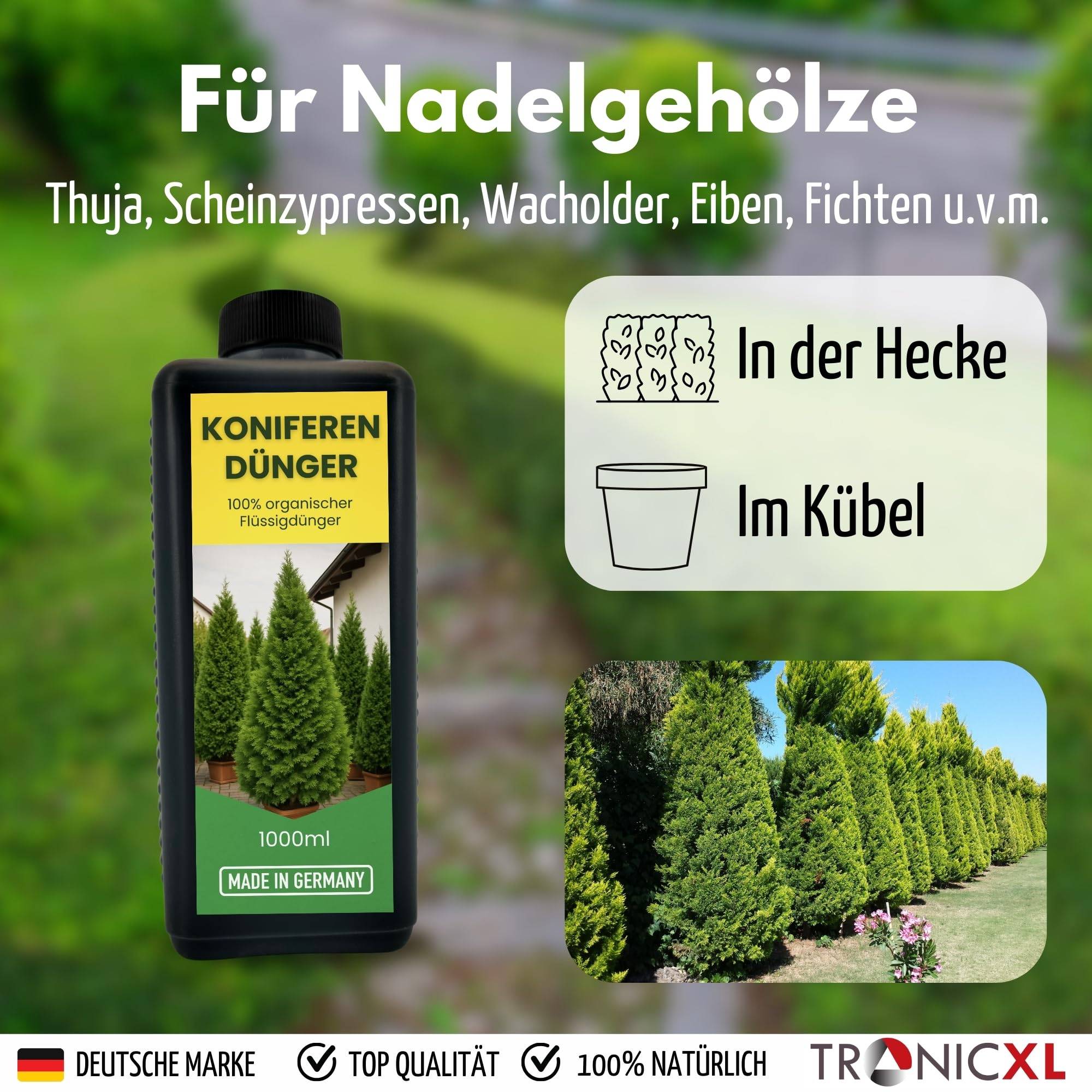 1L Langzeit Koniferendünger organisch I Organischer Flüssig Dünger Koniferen 1 Liter für Thuja Occidentalis Kiefern Fichten Tannen Lärchen Dougla