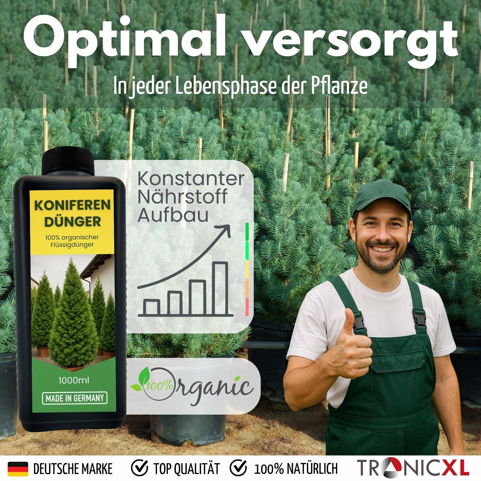 1L Langzeit Koniferendünger organisch I Organischer Flüssig Dünger Koniferen 1 Liter für Thuja Occidentalis Kiefern Fichten Tannen Lärchen Dougla