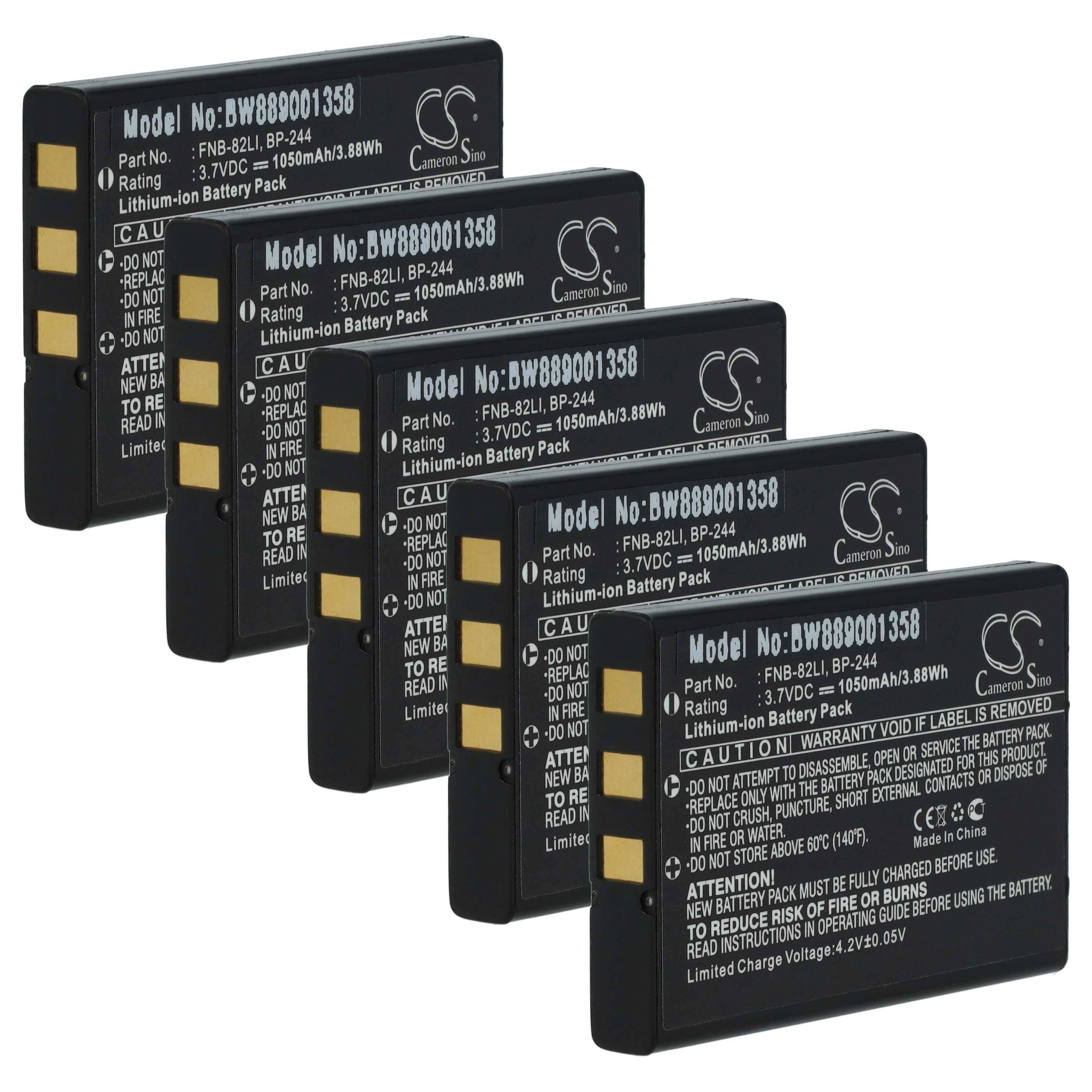 vhbw 5x Akku kompatibel mit SystemGear MET-1000-101-00, MET-1000 Funkgerät, Walkie Talkie (1050 mAh, 3,7 V, Li-Ion)