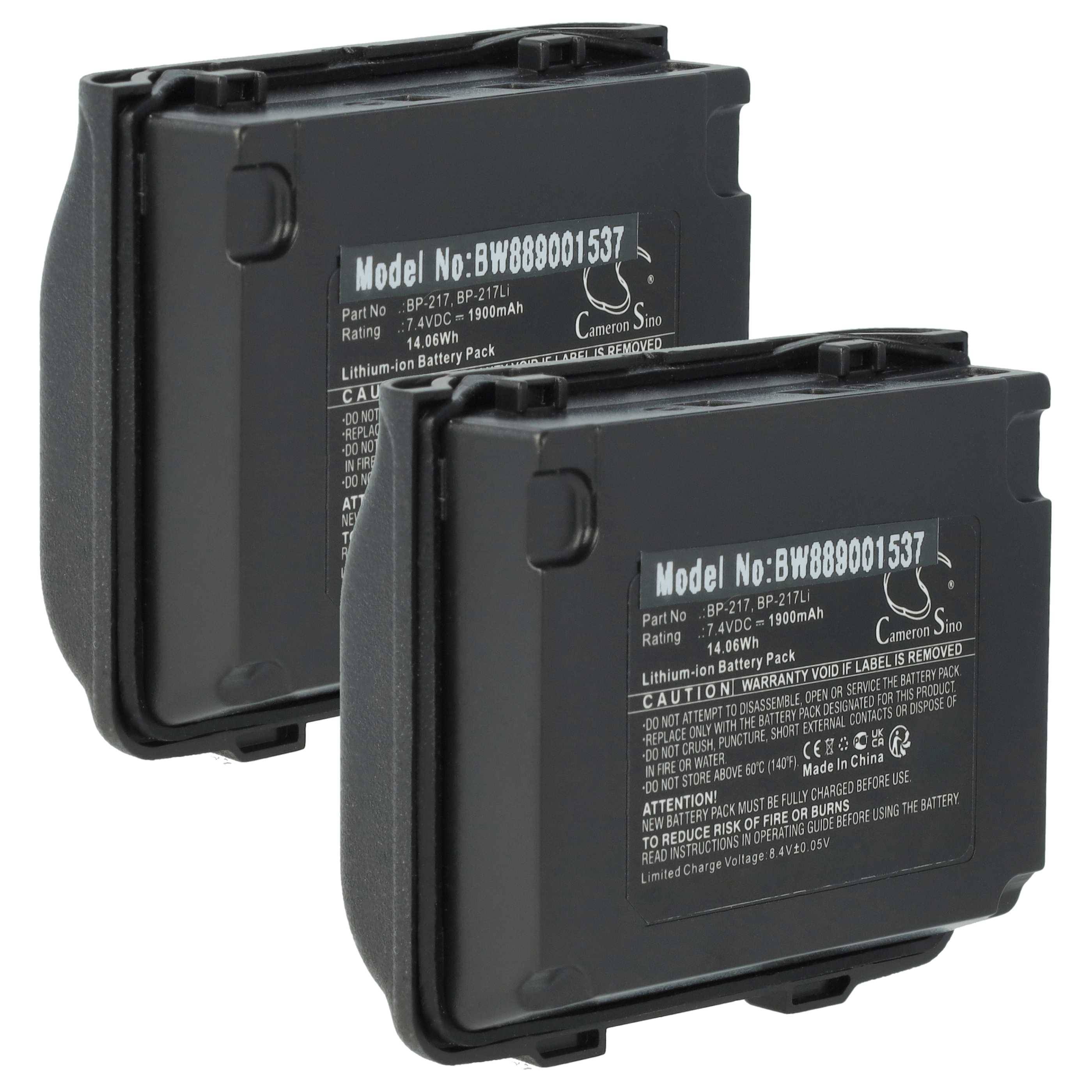 vhbw 2x Akku Ersatz für Icom BP-217LI, BP-217 für Funkgerät, Walkie Talkie (1900 mAh, 14,06 V, Li-Ion)