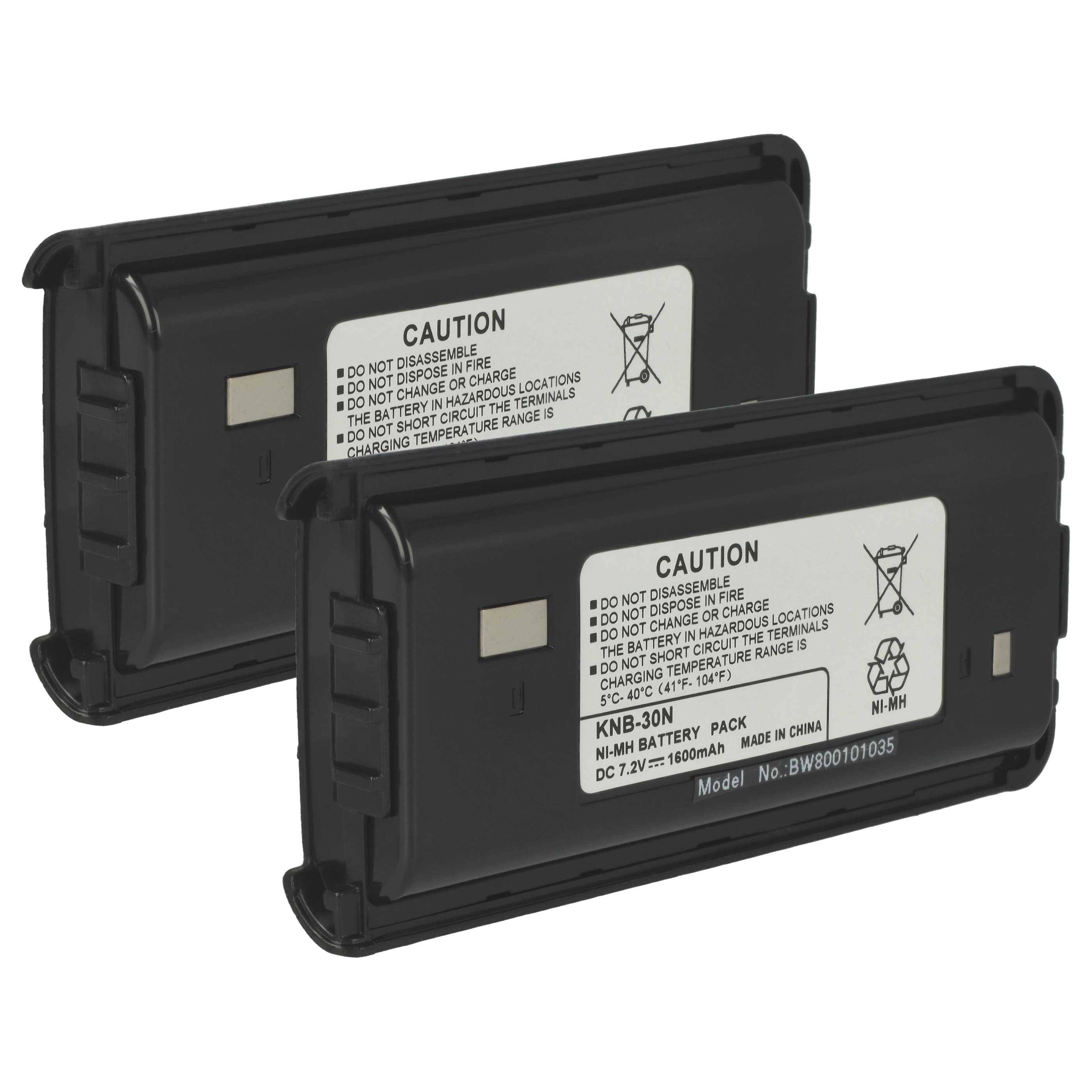 vhbw 2x Akku kompatibel mit Kenwood TK4402, TK4312, TK4302 Funkgerät, Walkie Talkie (1600 mAh, 7,2 V, NiMH)
