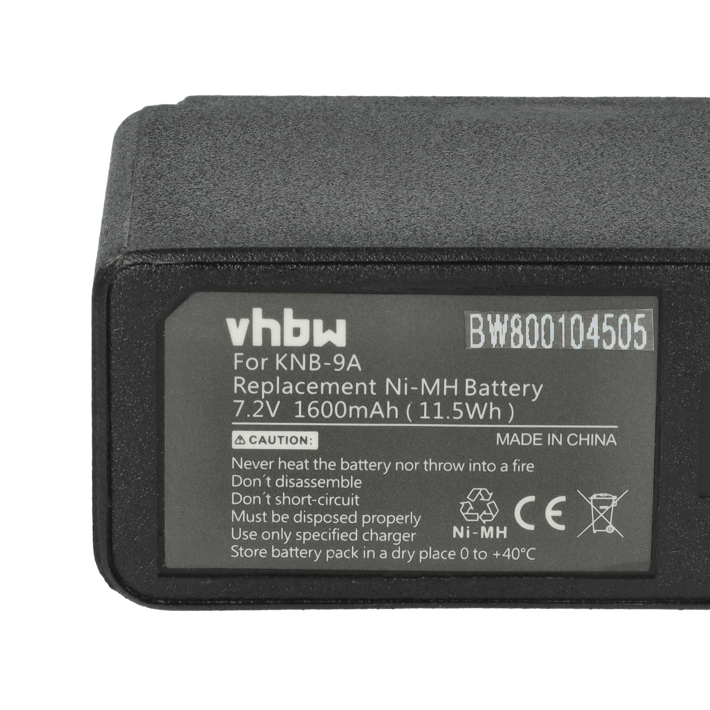vhbw 2x Akku Ersatz für Kenwood KNB-9A für Funkgerät, Walkie Talkie (1600 mAh, 7,2 V, NiMH)