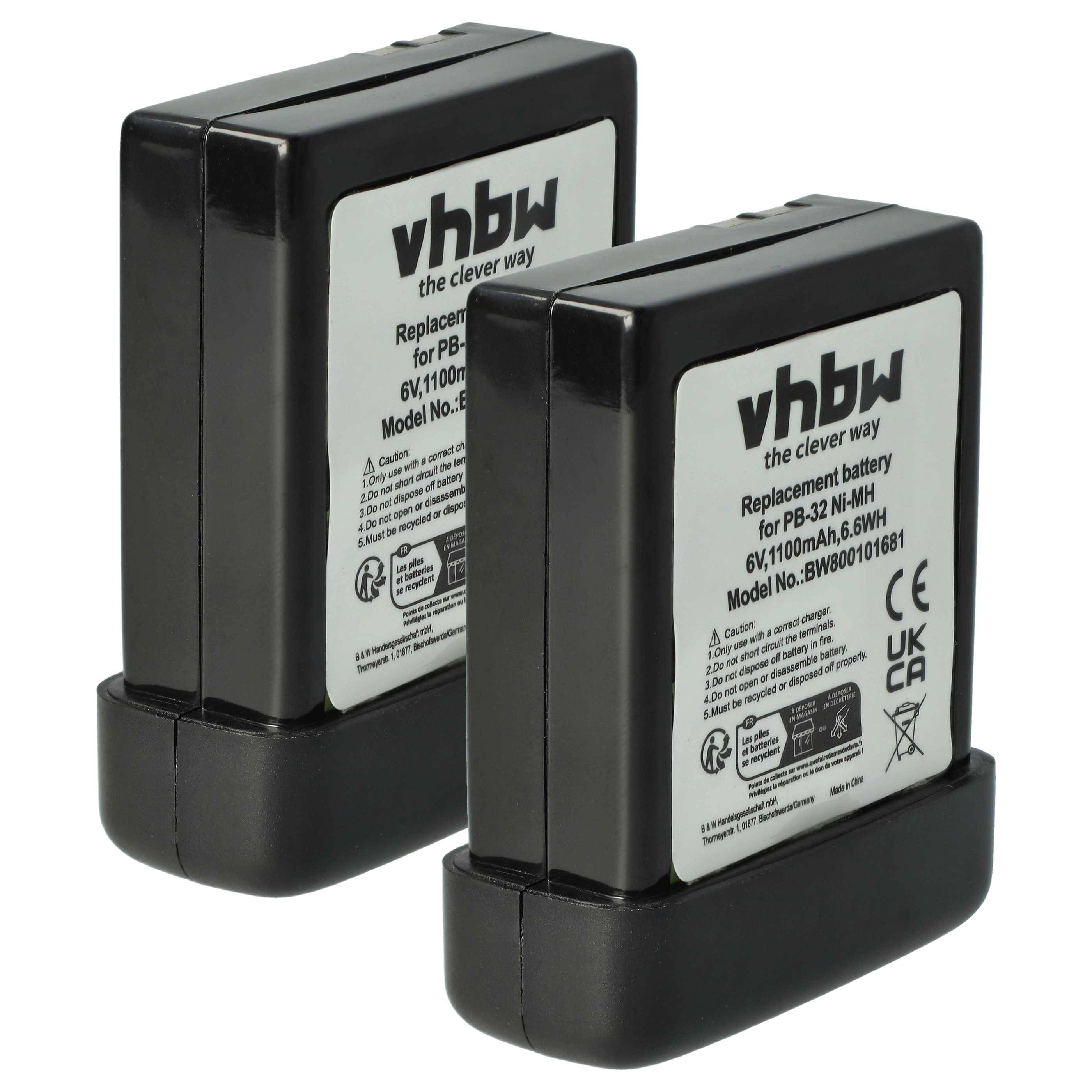vhbw 2x Akku kompatibel mit Kenwood TH44AT, TK-209, TH-79E, TH-44AT, TH-42AT, TH-79AT, TK209, TK-208 Funkgerät, Walkie Talkie (1100 mAh, 6 V, NiMH)
