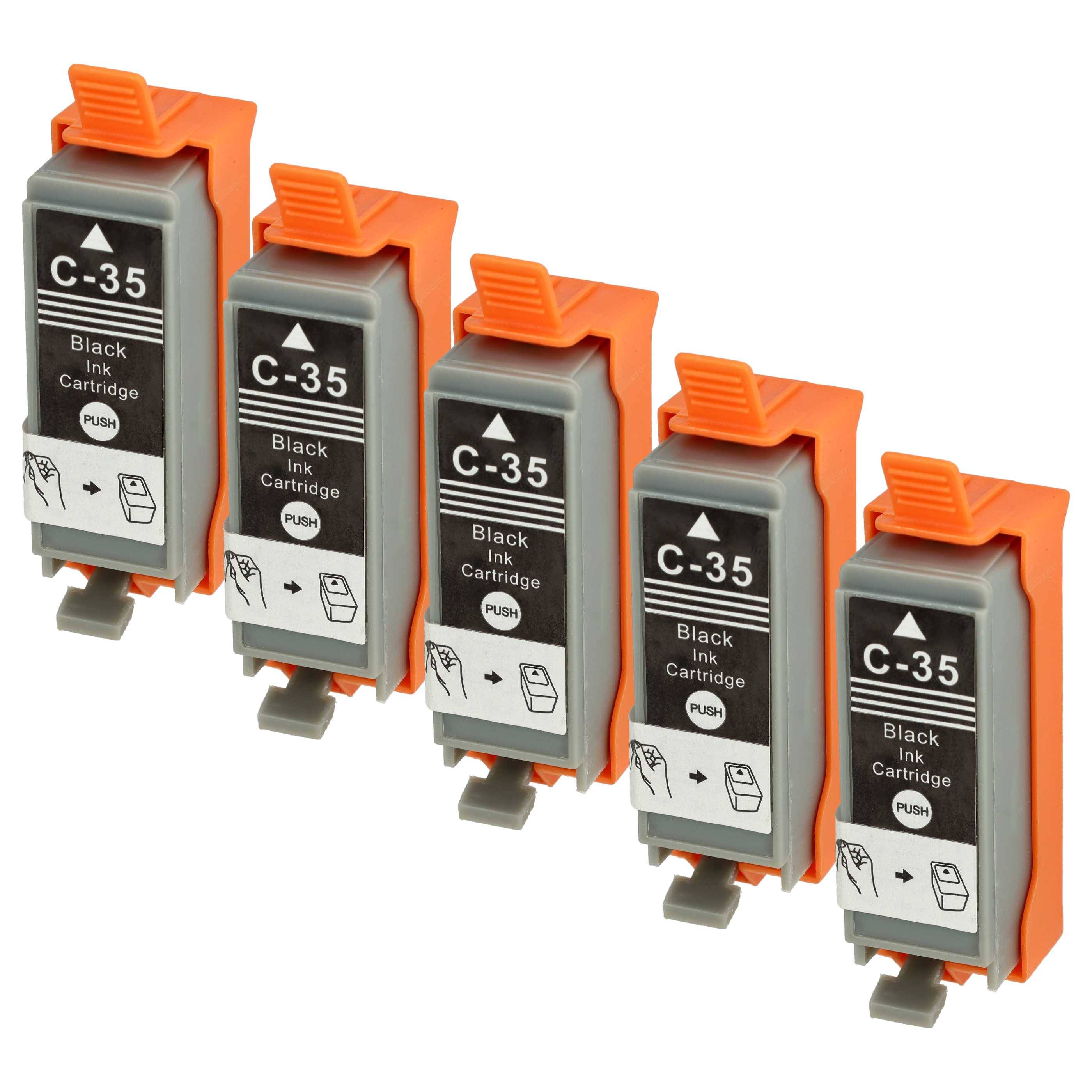 vhbw Tintenpatrone Schwarz als Ersatz für Canon PGI-35BK (kompatibel, 5er-Pack, 10ml)