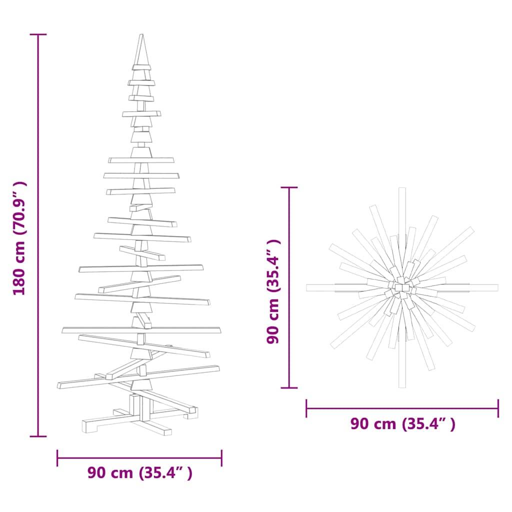 vidaXL Holz Weihnachtsbaum mit Ständer Braun 180 cm Massivholz Kiefer