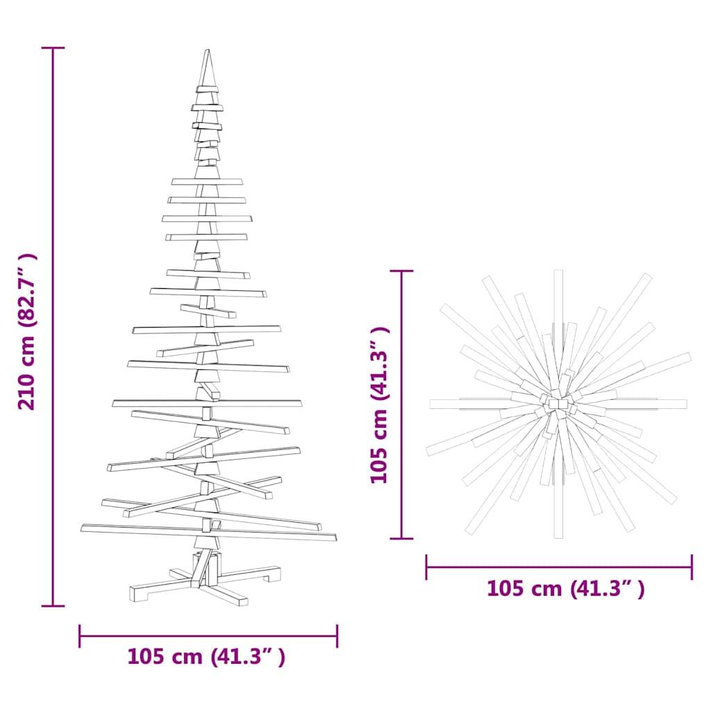 vidaXL Holz Weihnachtsbaum mit Ständer Braun 210 cm Massivholz Kiefer