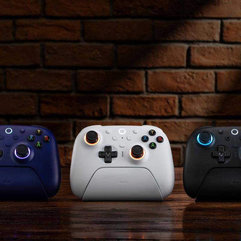 8BitDo Ultimate 2 Bluetooth Controller, Hall Effekt TMR-Sticks, Fire Ring, 2,4G, USB-C - Farbe: Weiß
