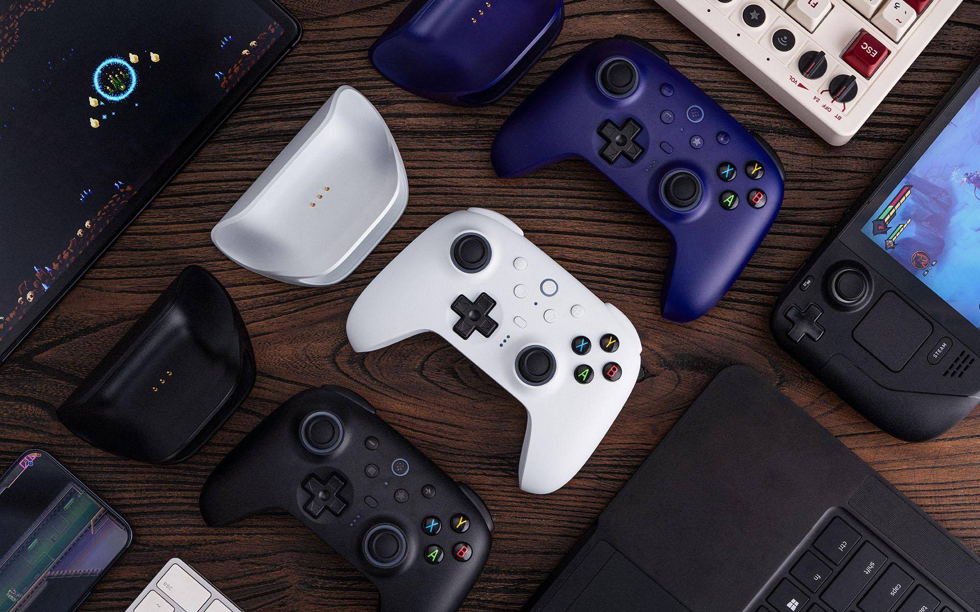 8BitDo Ultimate 2 Bluetooth Controller, Hall Effekt TMR-Sticks, Fire Ring, 2,4G, USB-C - Farbe: Schwarz