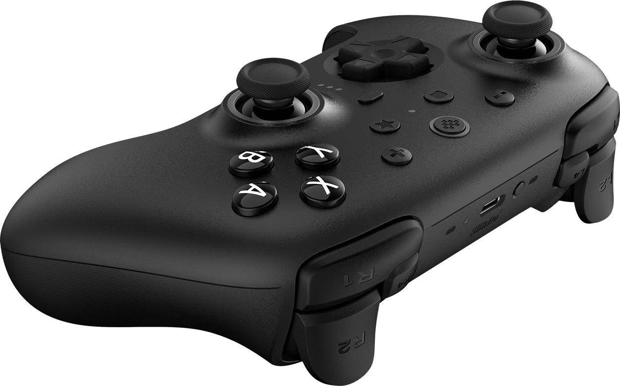 8BitDo Ultimate 2 Bluetooth Controller, Hall Effekt TMR-Sticks, Fire Ring, 2,4G, USB-C - Farbe: Schwarz