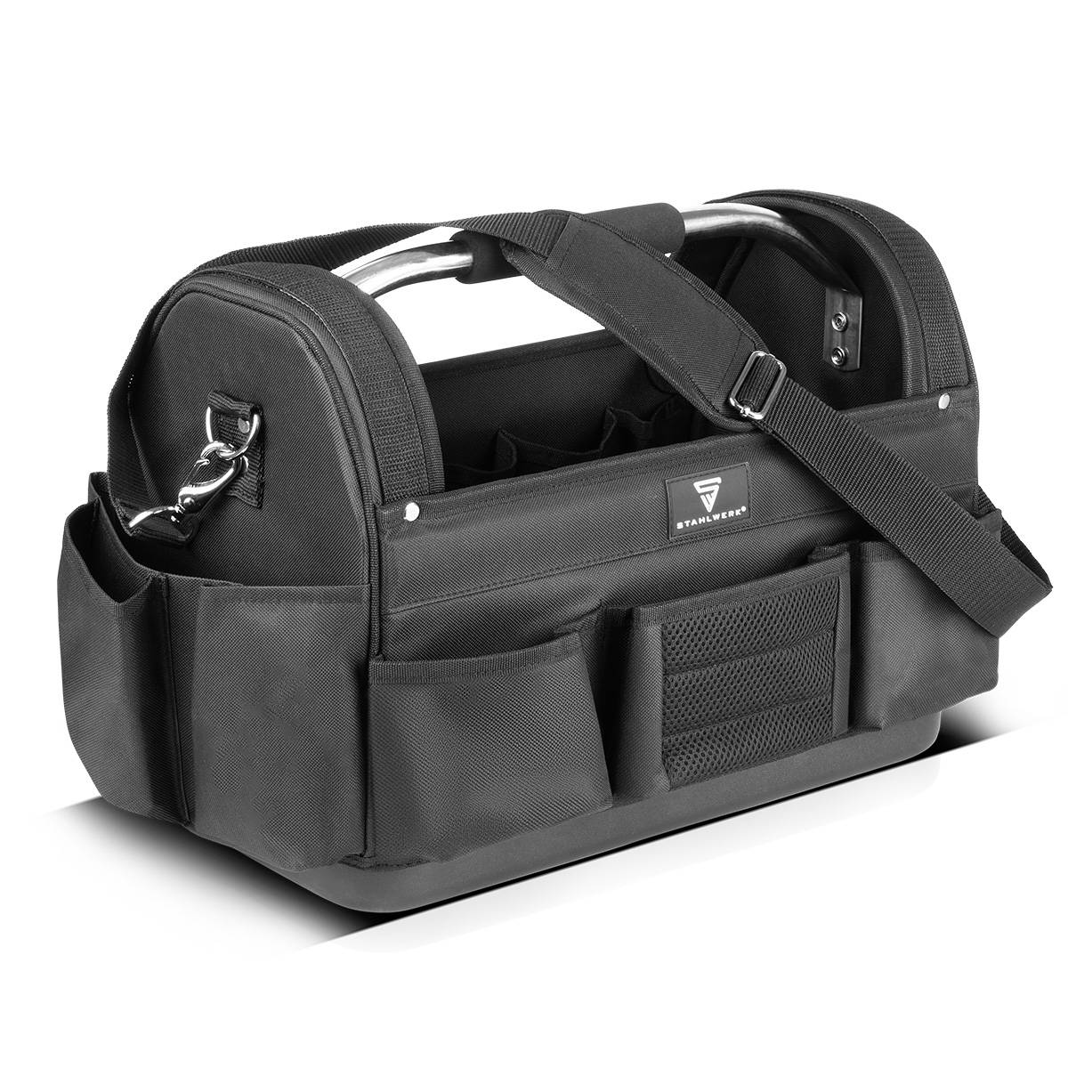 STAHLWERK Werkzeugtasche mit 11 Außentaschen 10 Innentaschen Installateur Tasche