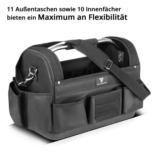 STAHLWERK Werkzeugtasche mit 11 Außentaschen 10 Innentaschen Installateur Tasche STAHLWERK Werkzeugtasche mit 11 Außentaschen 10 Innentaschen Installateur Tasche