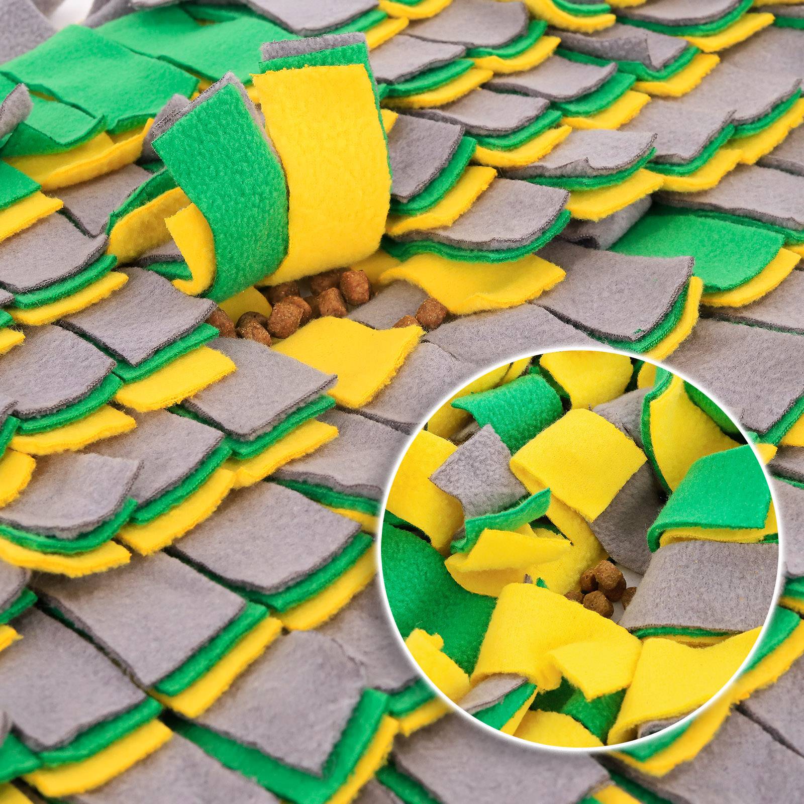 lionto Futterspielmatte für Katzen mit Anti-Rutsch-Unterseite, zur geistigen Förderung & Stressreduktion, 50x34 cm, gelb/grün