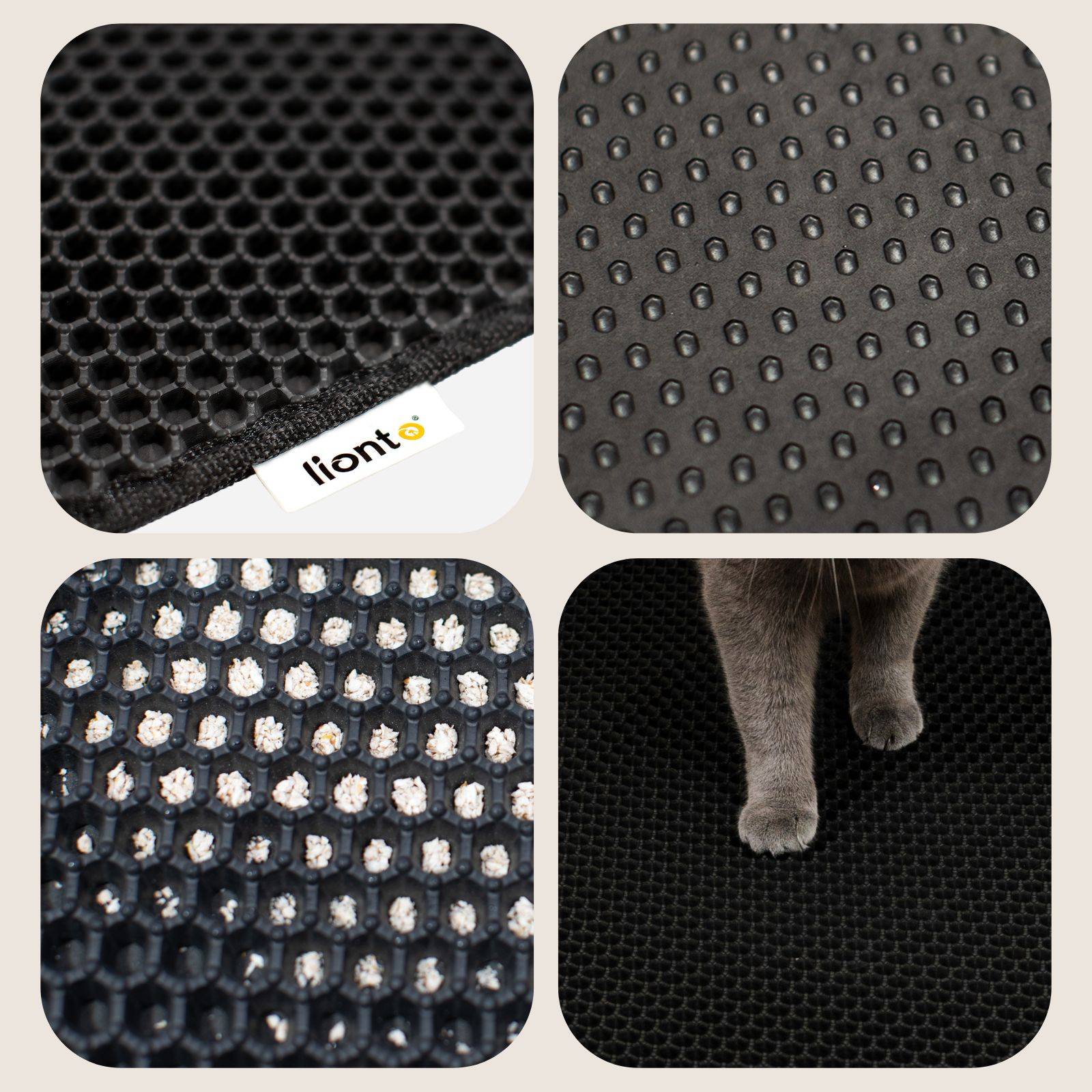 lionto Katzenstreumatte mit effektiver Wabenstruktur gegen Streureste, pfotenfreundlich & robust, 76x61 cm, schwarz