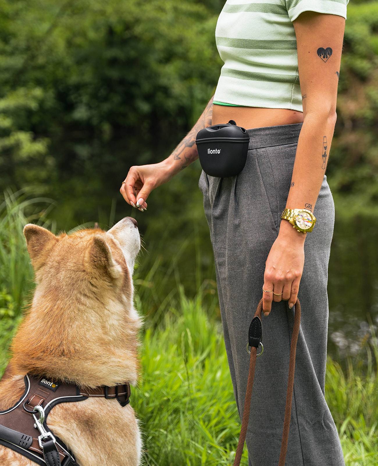 lionto 2er Set Silikon Futterbeutel, BPA-frei & wasserdicht, mit Magnetverschluss & Clip, grau und schwarz