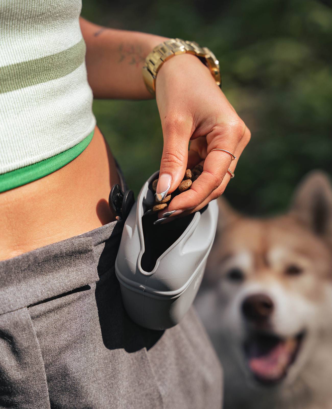 lionto 2er Set Silikon Futterbeutel, BPA-frei & wasserdicht, mit Magnetverschluss & Clip, grau und schwarz