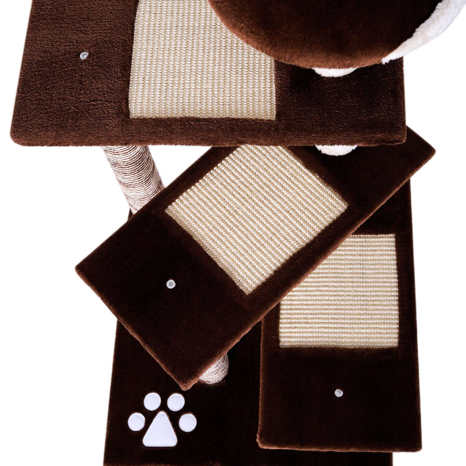 lionto Katzenkratzbaum 100 cm, platzsparender Kratzbaum mit mehreren Ebenen & Sisalzonen zur Krallenpflege, braun/beige