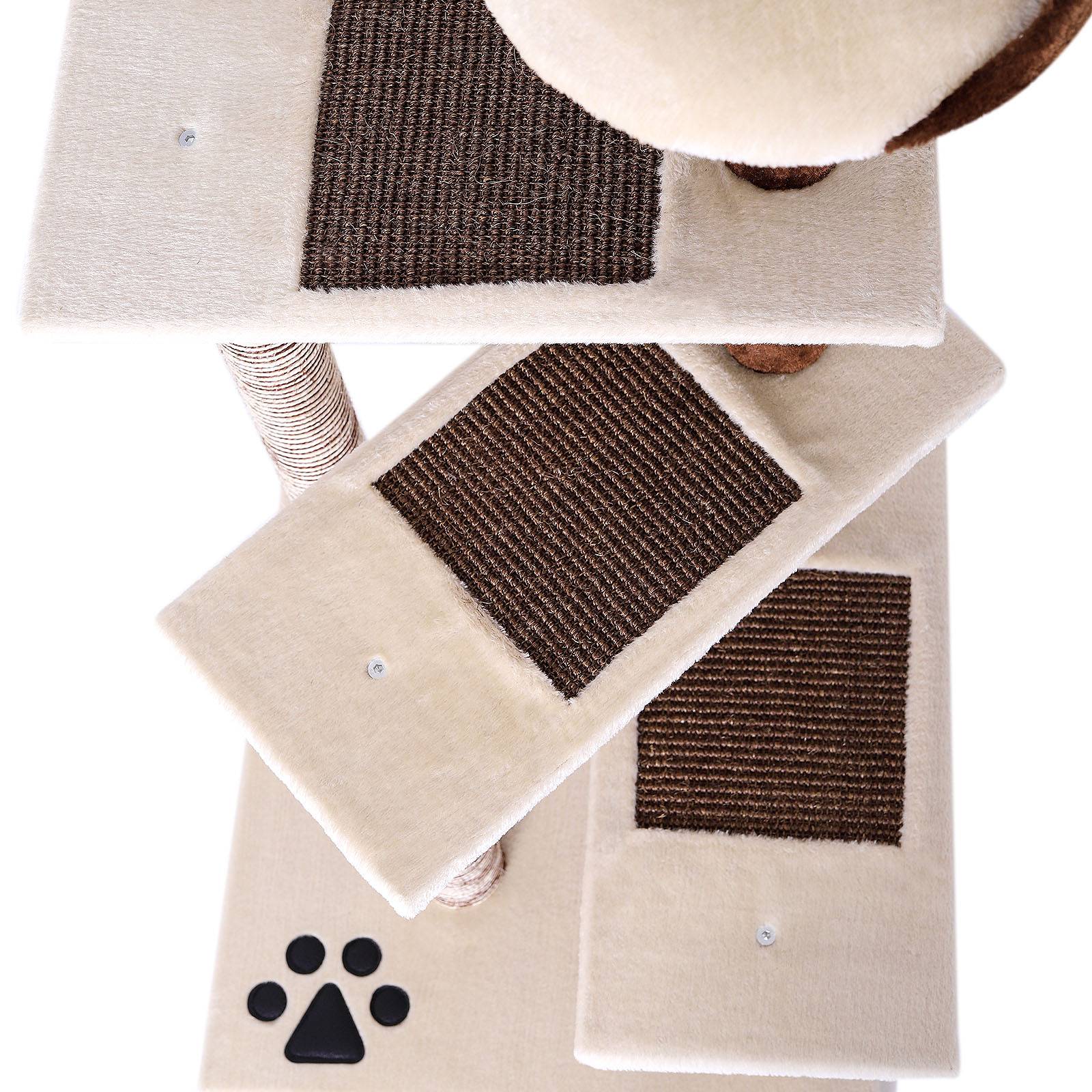 lionto Katzenkratzbaum 100 cm, platzsparender Kratzbaum mit mehreren Ebenen & Sisalzonen zur Krallenpflege, beige/braun