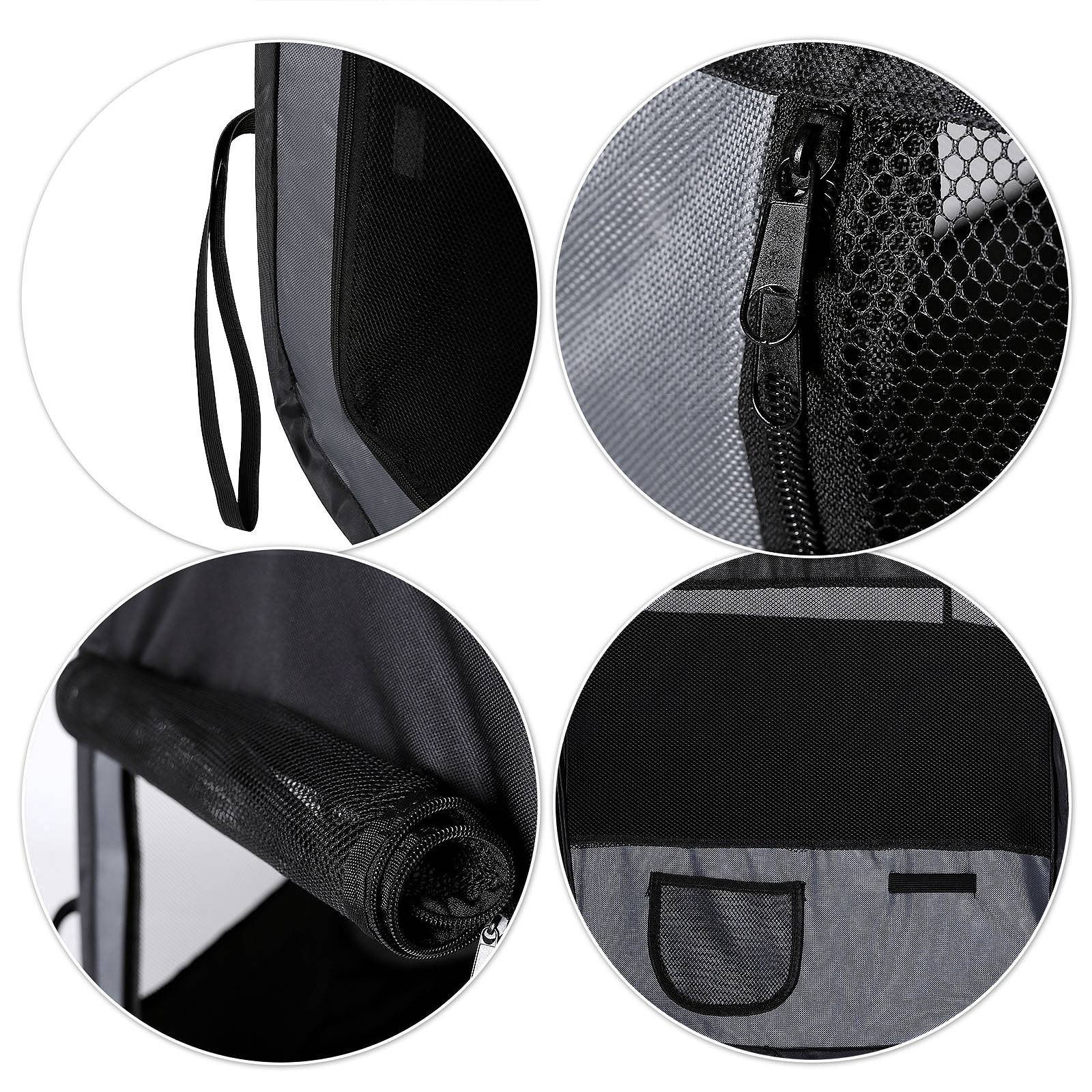 lionto Welpenauslauf mit Pop-up-System, faltbarer Freilaufstall für Hunde & Kleintiere, 110 cm Durchmesser, 64 cm Höhe, schwarz/grau