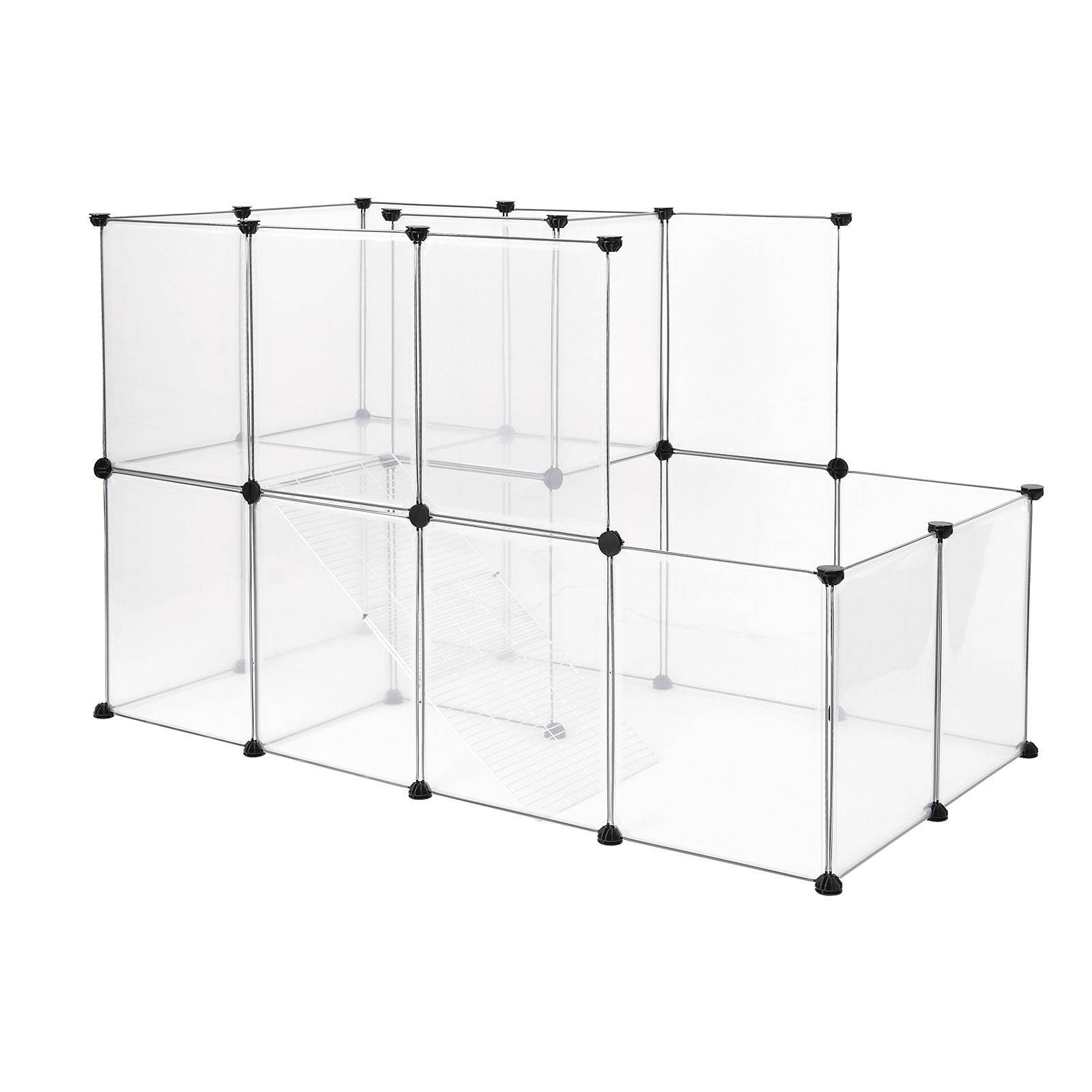 lionto Nager-Freilaufgehege, 2 Etagen mit Rampe, transparentes Kunststoffgehege, erweiterbar & leicht zu reinigen, 147x75x92 cm