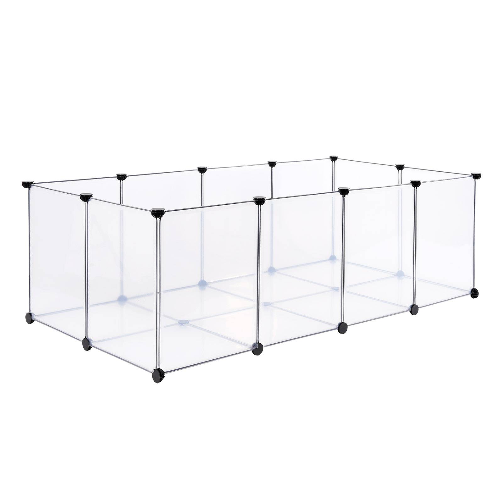 lionto Steckgehege für Nager, flexibles Kunststoffgehege mit Bodenplatten, pflegeleicht, erweiterbar & sicher, 145x74x47 cm