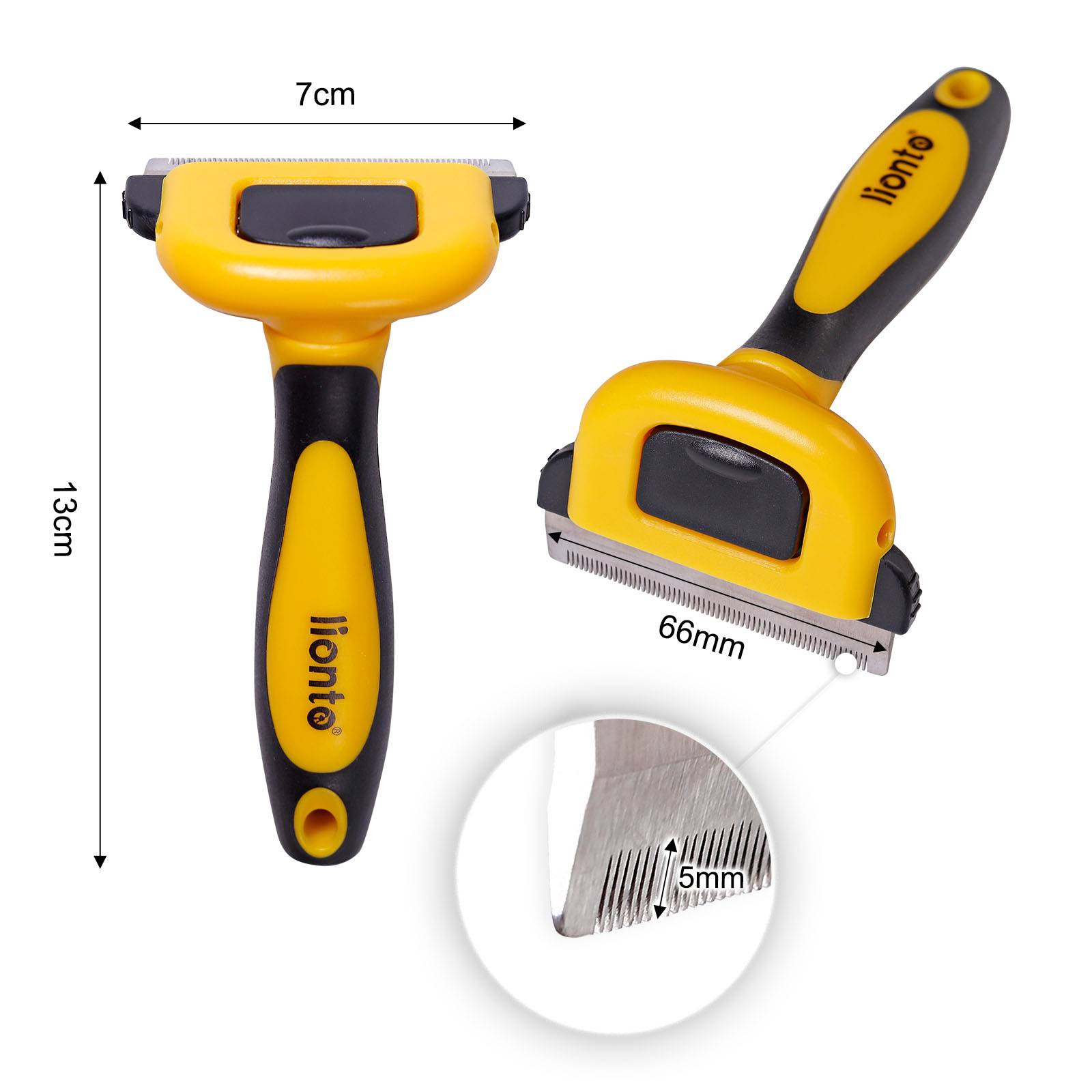 lionto Unterfellbürste Katze, Fellpflegebürste mit Edelstahlklinge, entfernt lose Haare & Verfilzungen, gelb/schwarz