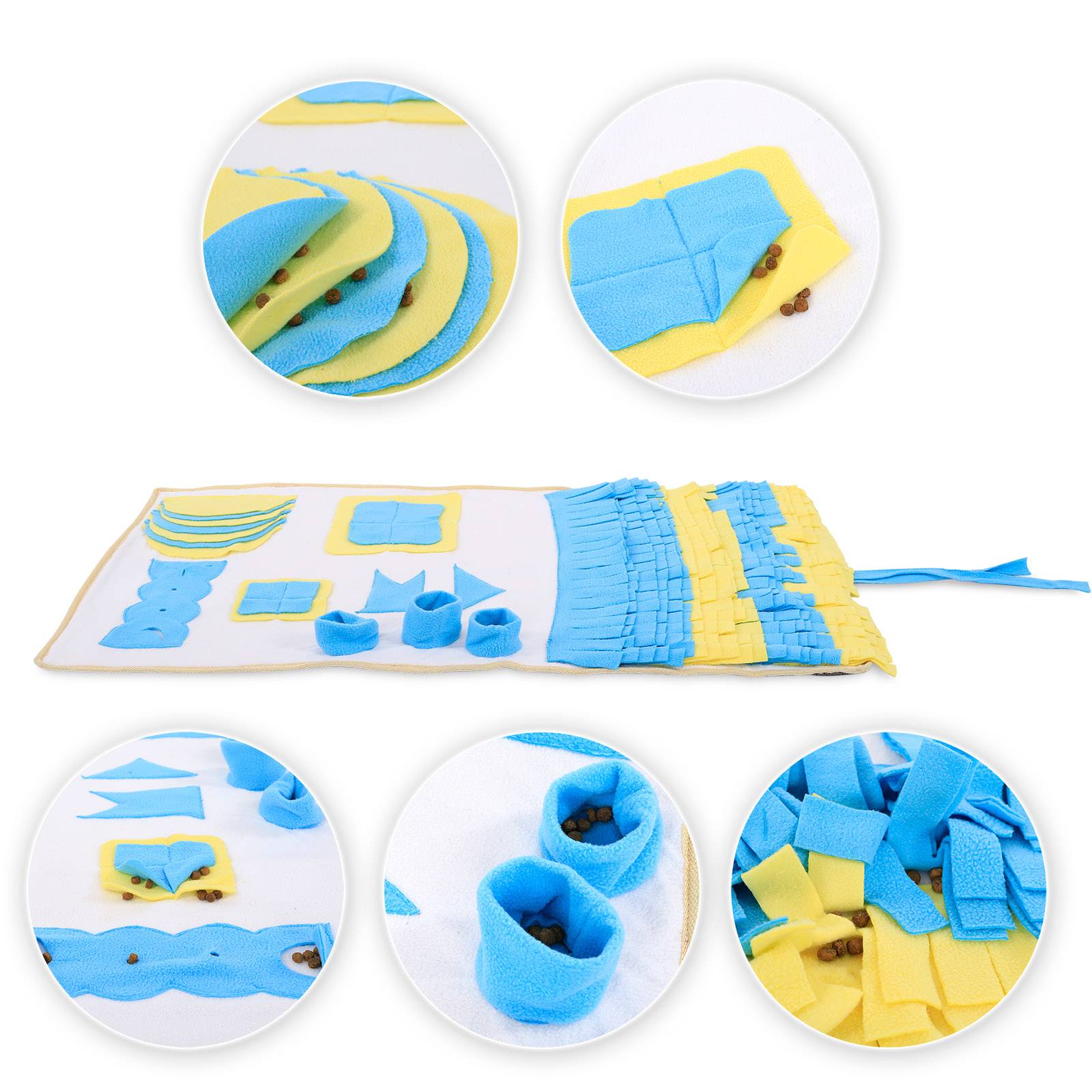 lionto Schnüffelteppich für Hunde, Intelligenzspielzeug & Futterspielmatte, rutschfest & pflegeleicht, 100x60 cm, gelb/blau