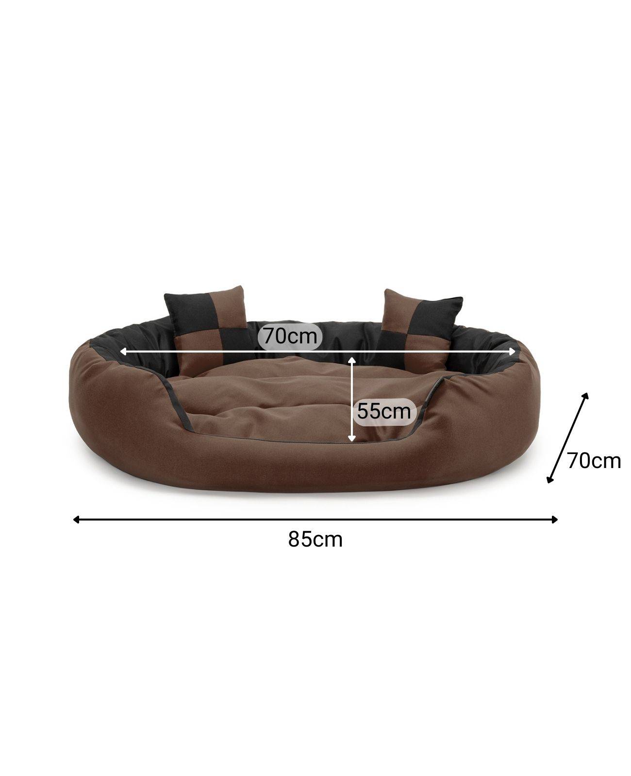 lionto Katzenbett, modernes 4-in-1 Bett aus Oxford-Gewebe, wendbar, kratzfest & pflegeleicht, 85x70 cm, schwarz/braun