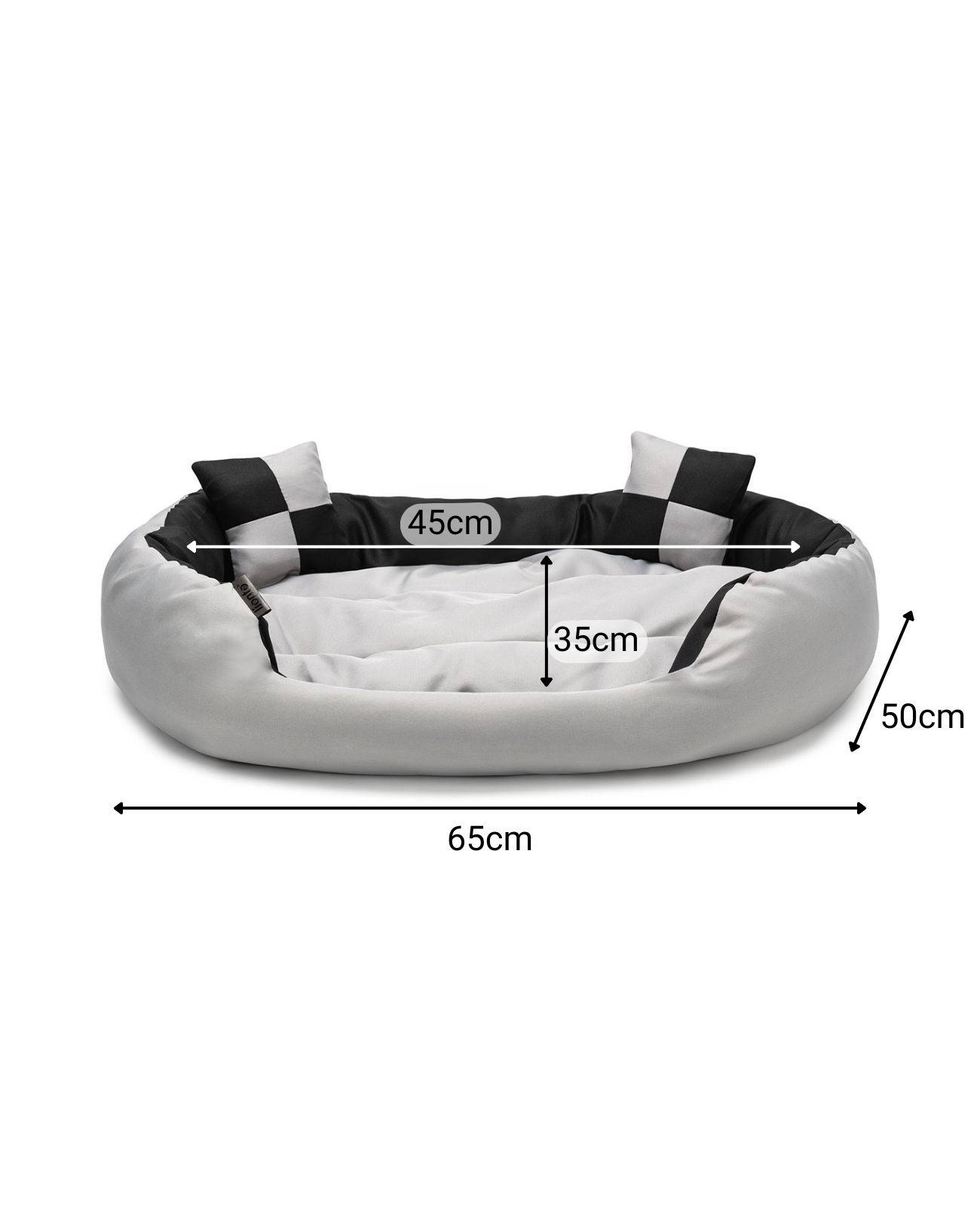 lionto Katzenbett, modernes 4-in-1 Bett aus Oxford-Gewebe, wendbar, kratzfest & pflegeleicht, 65x50 cm, grau/schwarz