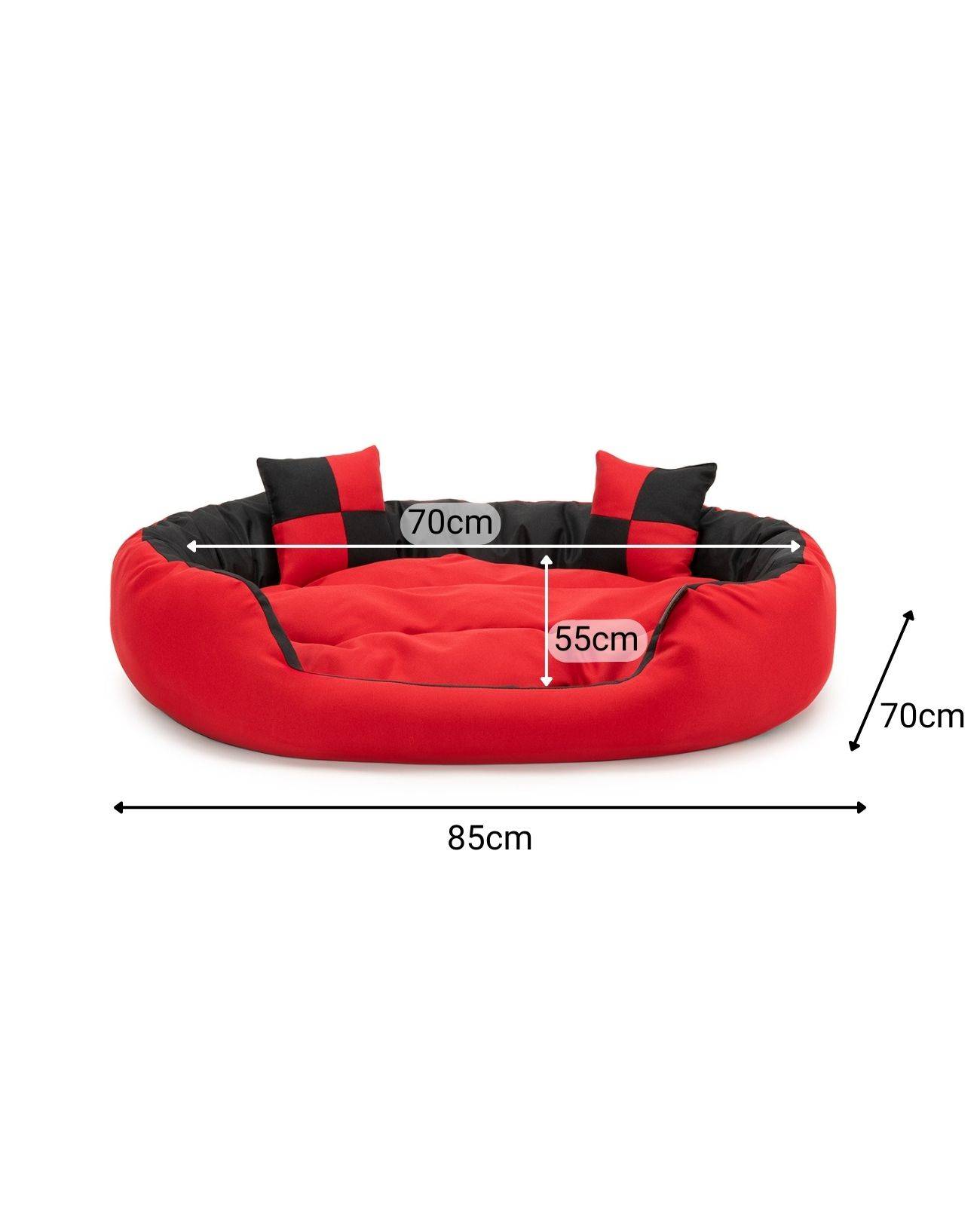 lionto Katzenbett, modernes 4-in-1 Bett aus Oxford-Gewebe, wendbar, kratzfest & pflegeleicht, 85x70 cm, rot/schwarz