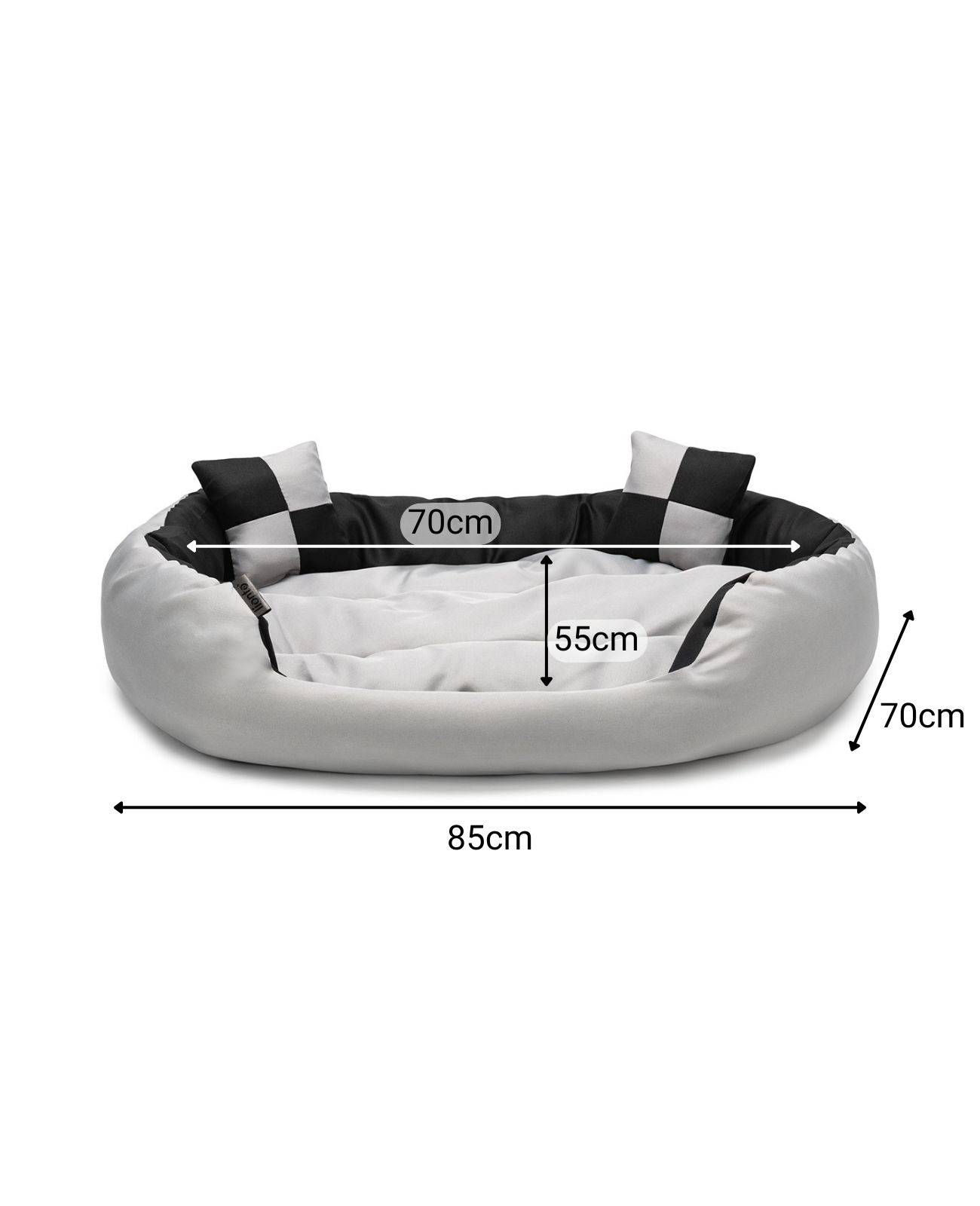 lionto Hundebett, stilvolles 4-in-1 Hundekörbchen, wasserabweisend, kratzfest & pflegeleicht, 85x70 cm, grau/schwarz