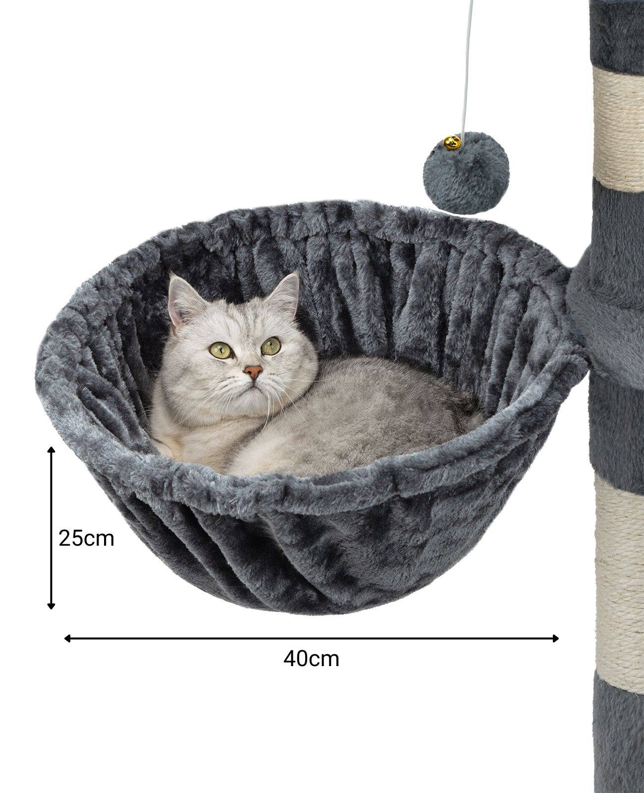 lionto 2er Set Liegemulde für Kratzbäume, Liegefläche mit stabilem Metallrahmen & Stoffbezug, 40 cm Durchmesser, 25 cm Tiefe, grau