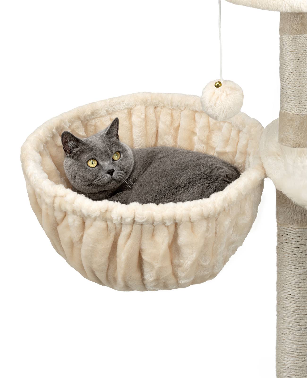 lionto Liegemulde für Kratzbäume, Liegefläche mit stabilem Metallrahmen & Stoffbezug, 40 cm Durchmesser, 25 cm Tiefe, beige