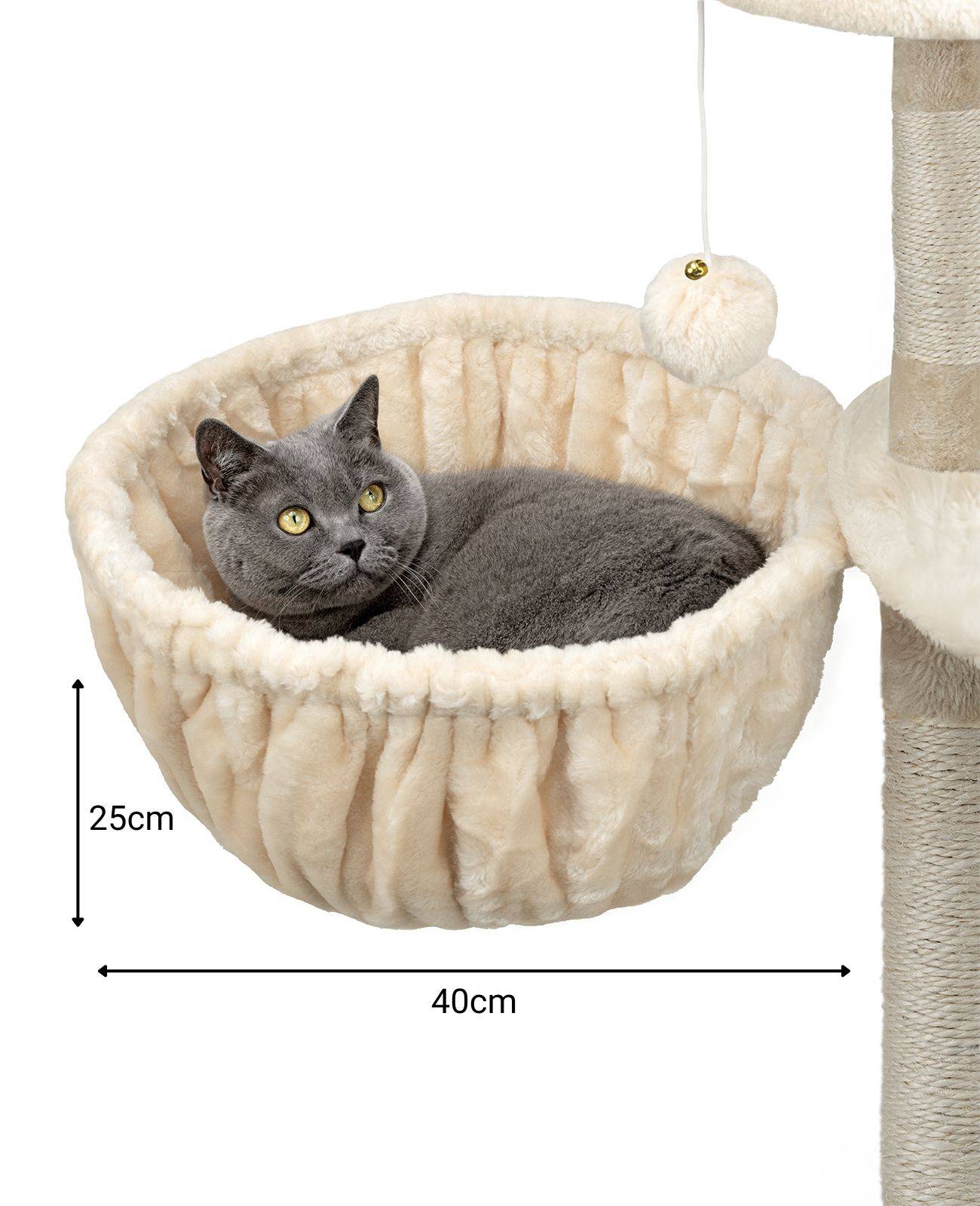 lionto 2er Set Liegemulde für Kratzbäume, Liegefläche mit stabilem Metallrahmen & Stoffbezug, 40 cm Durchmesser, 25 cm Tiefe, beige