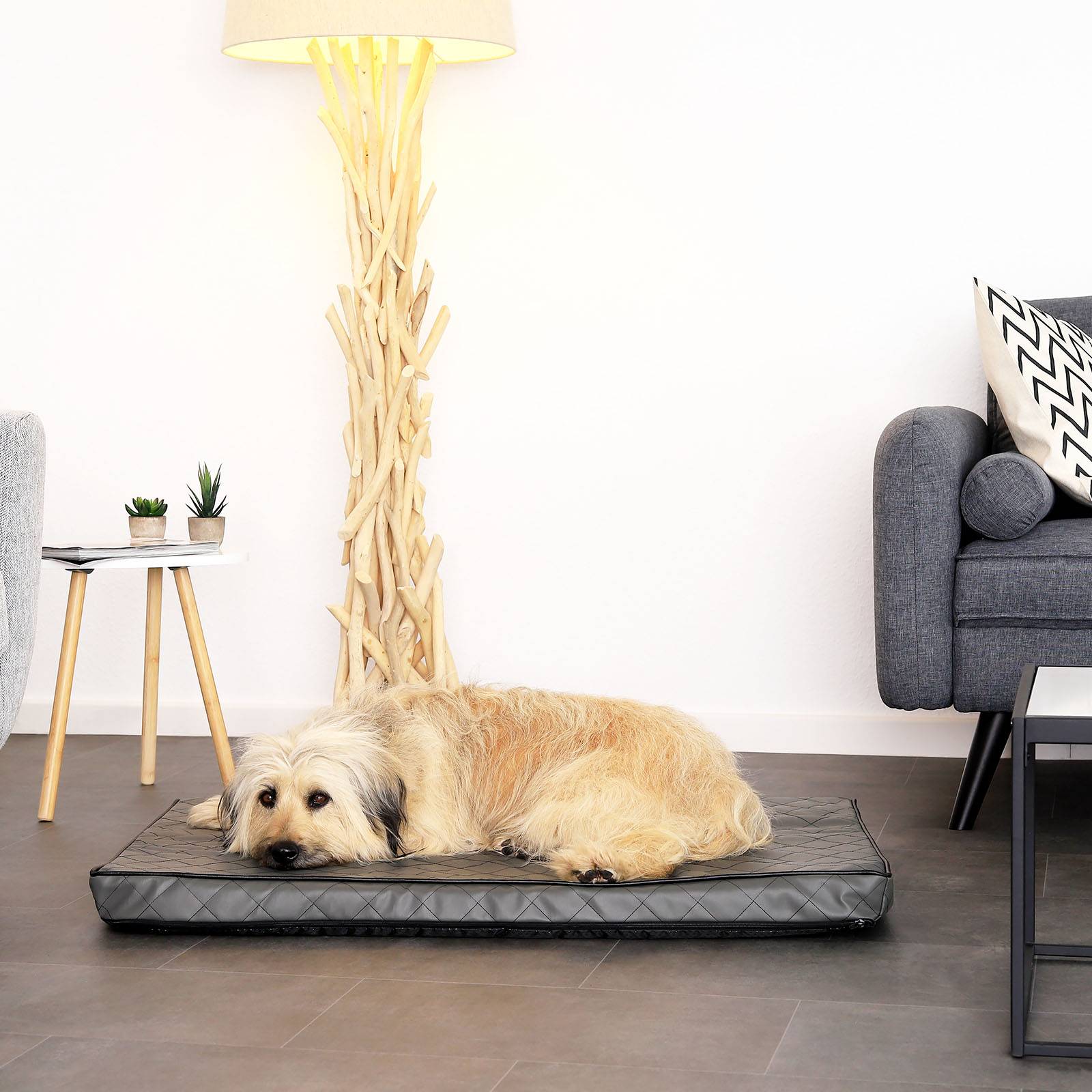 lionto Hundematte orthopädisch, druckentlastende Memory-Foam Liegefläche, rutschfeste Unterseite & abnehmbarer Bezug, 100x70 cm, grau