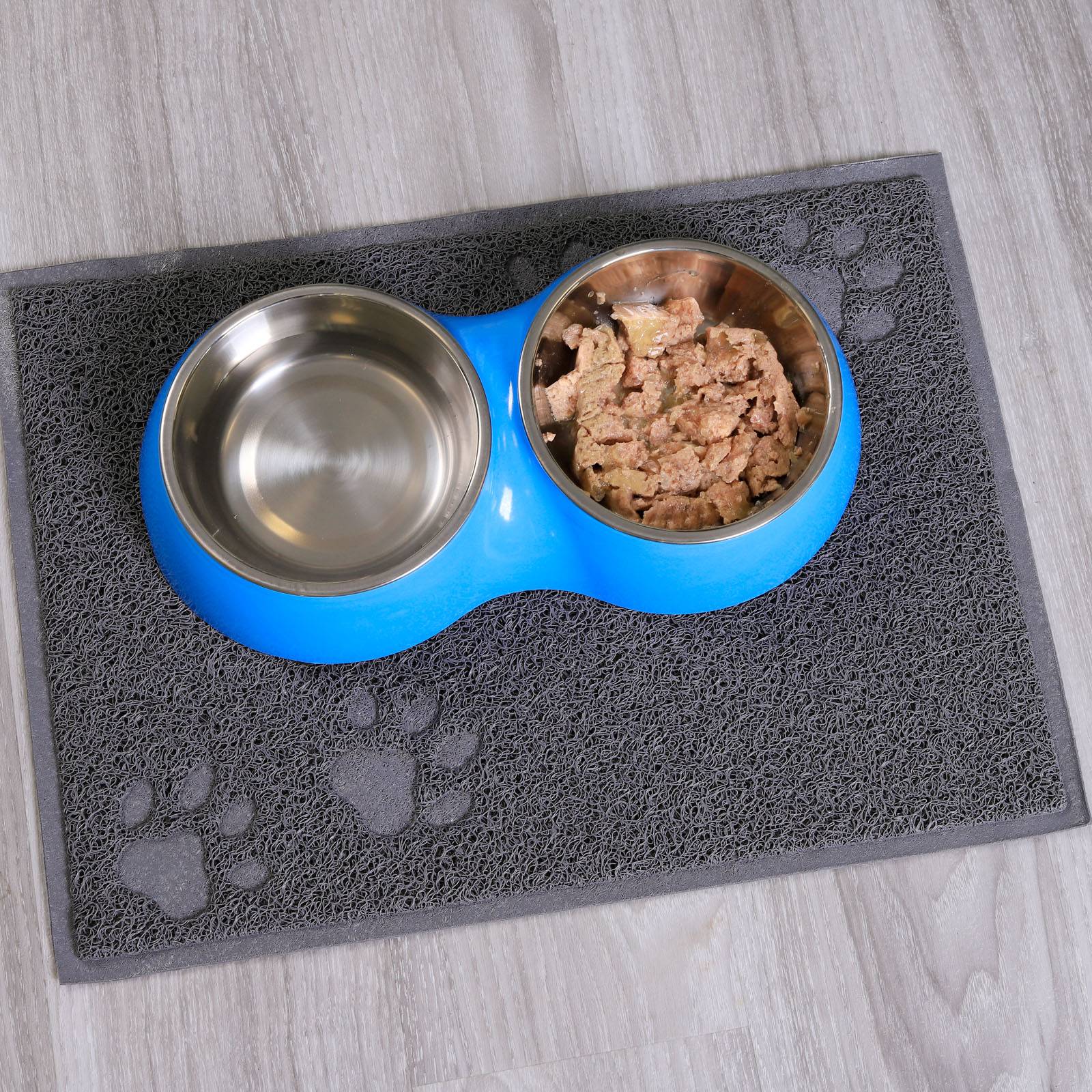 lionto Katzenstreu-Vorleger, hygienische Matte für Katzentoilette & Napfbereich, abwischbar & rutschfest, 32x45 cm, grau