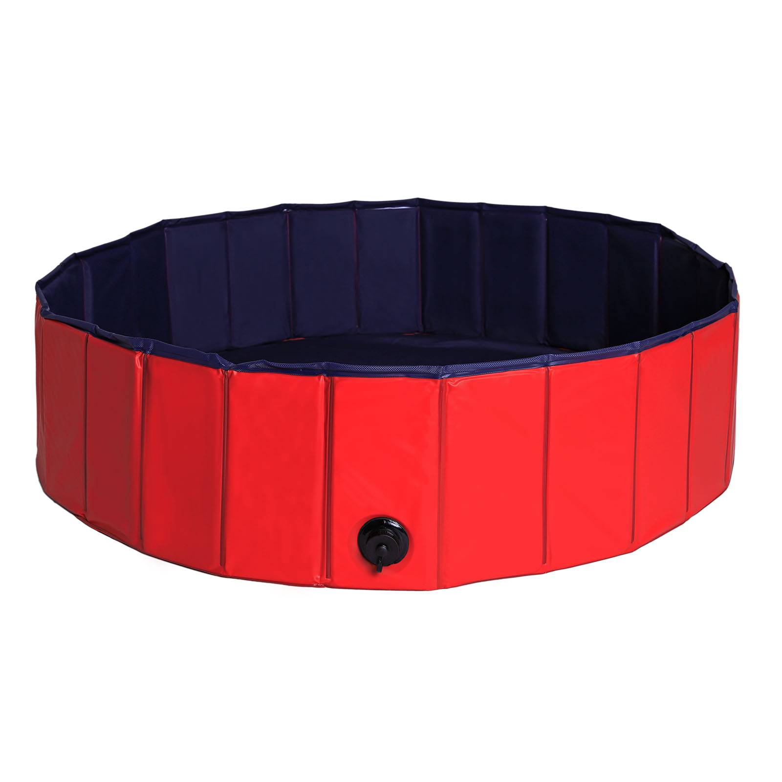 lionto Hundepool faltbar, strapazierfähiges PVC-Planschbecken, kratzfest & rutschfest, mit Abflussventil, 120 cm Durchmesser, Höhe 30 cm