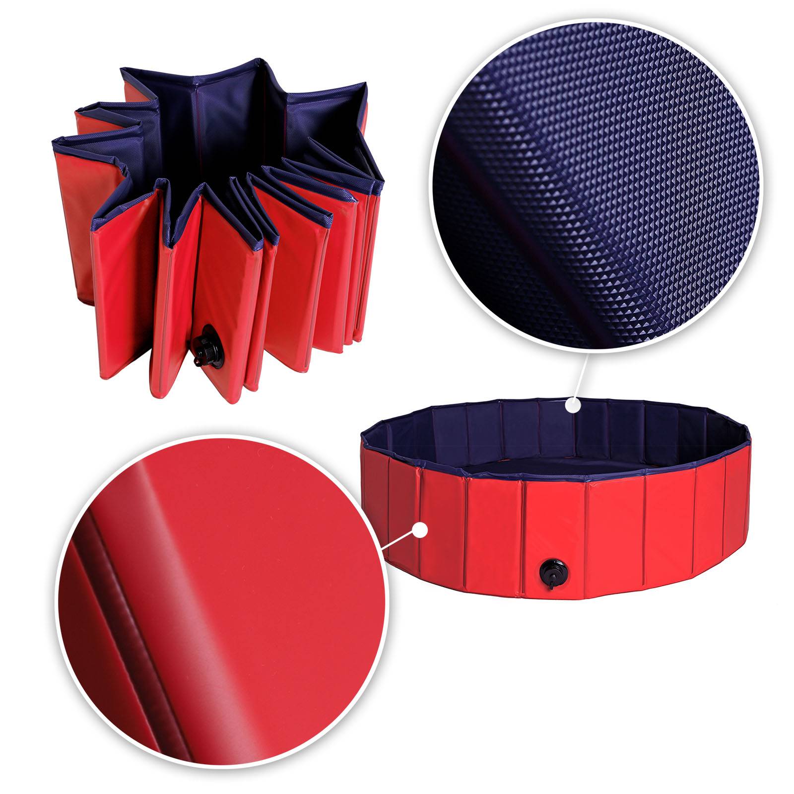 lionto Pool für Enten, Gänse & Hühner, stabil & leicht zu reinigen, Abflussventil & Anti-Rutsch-Boden, kratzfestes PVC, 120 cm Ø